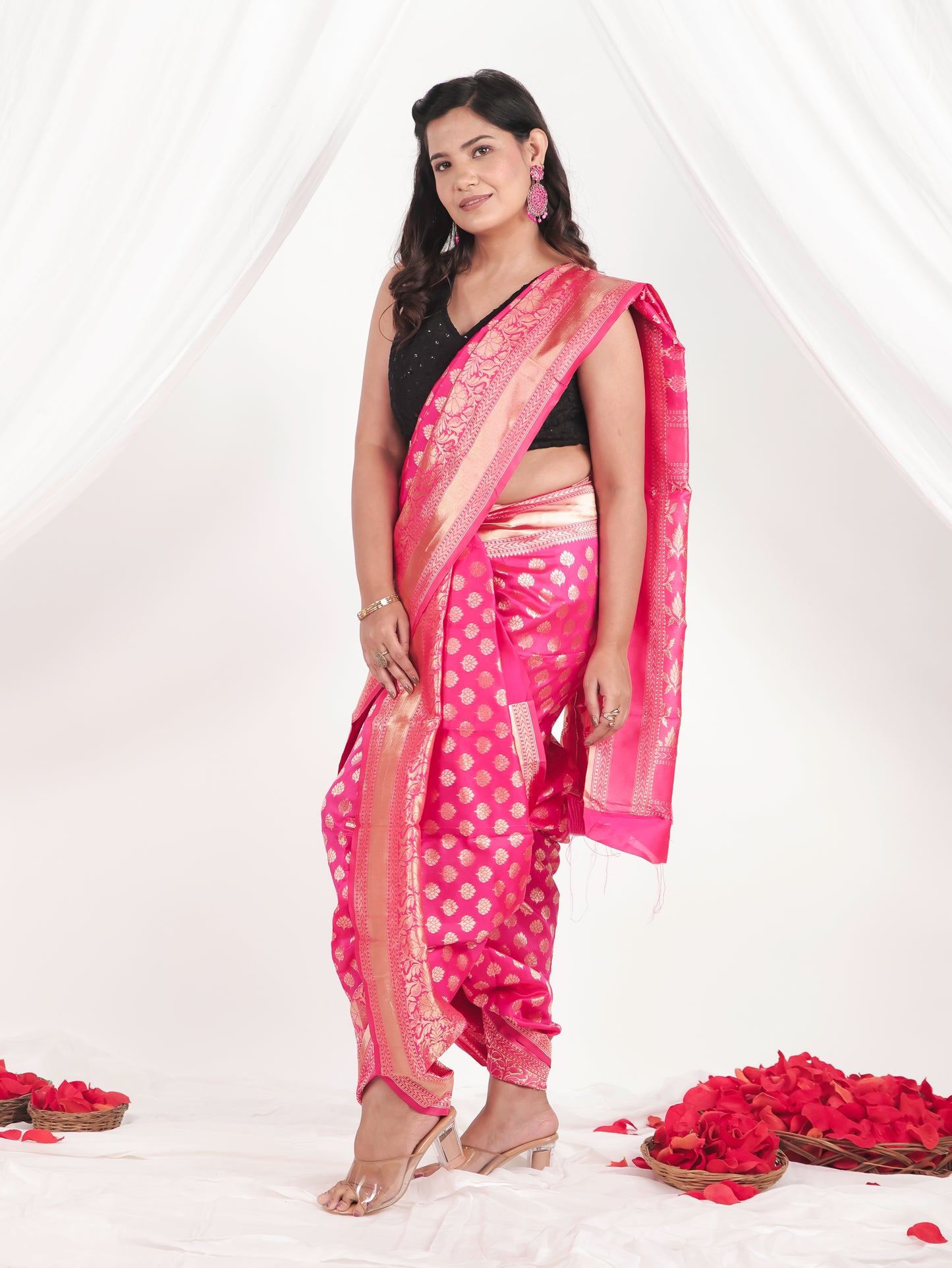 Brocade Fuchsia Saree