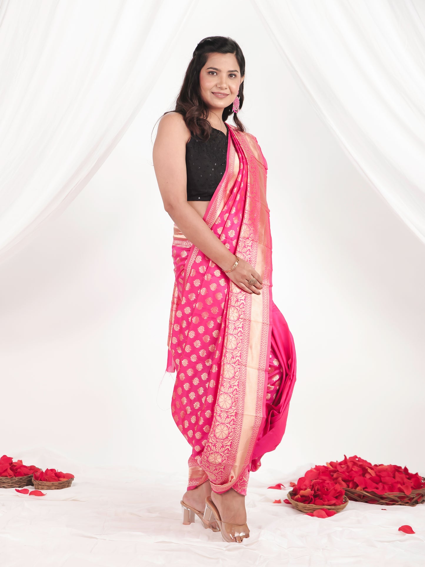 Brocade Fuchsia Saree