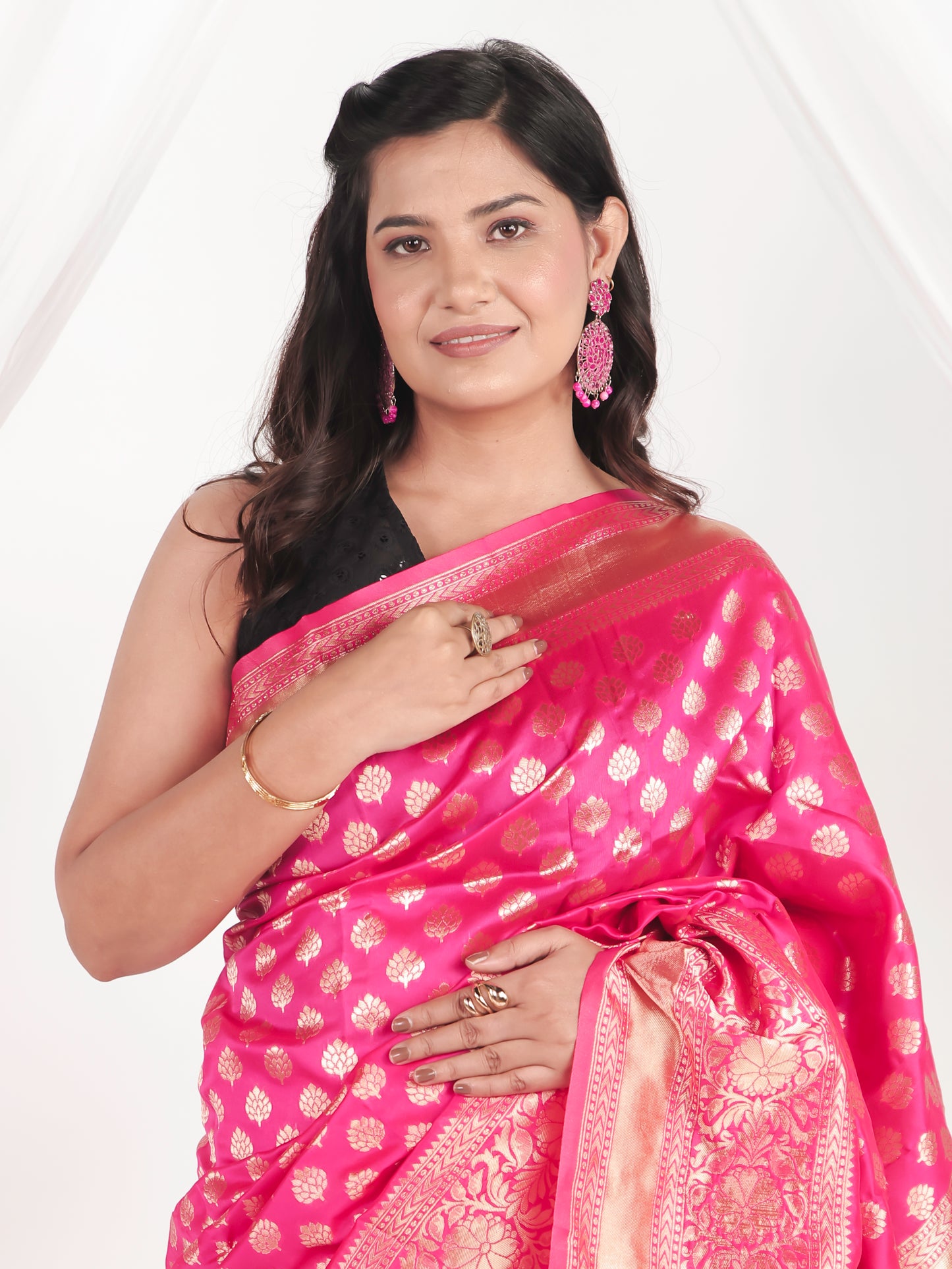 Brocade Fuchsia Saree