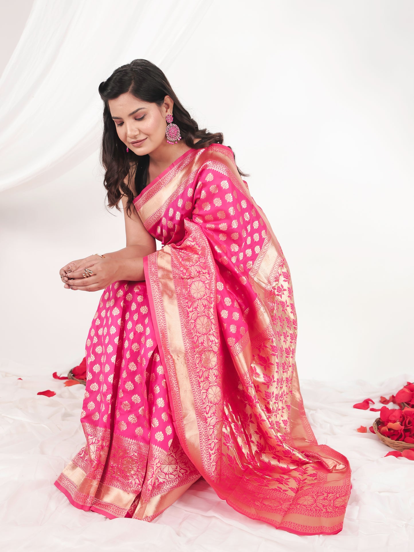 Brocade Fuchsia Saree