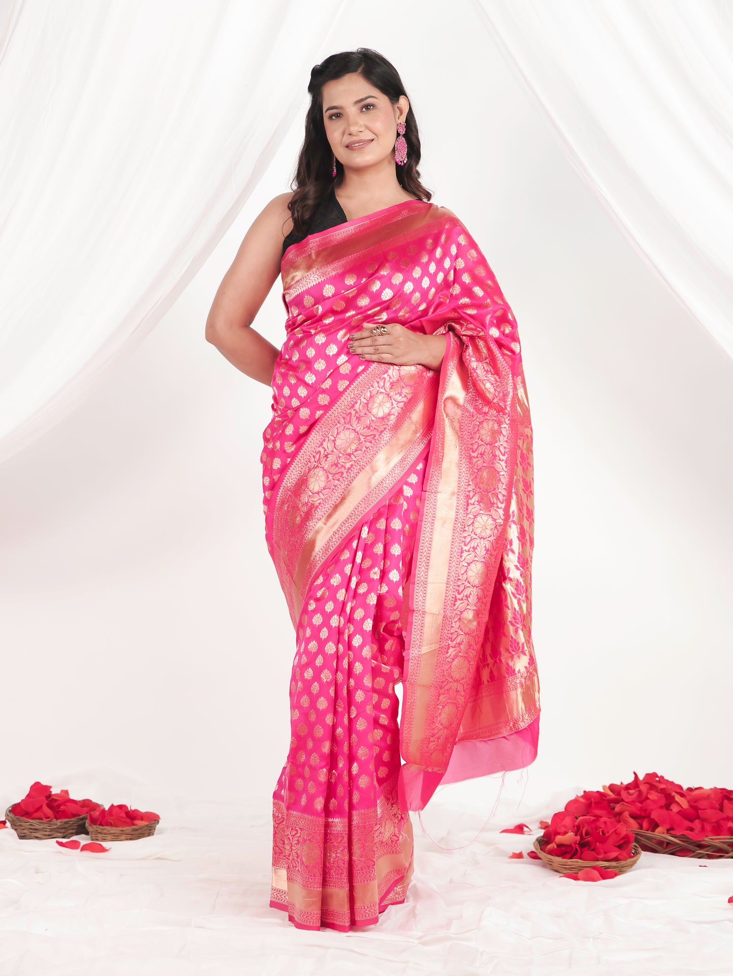 Brocade Fuchsia Saree
