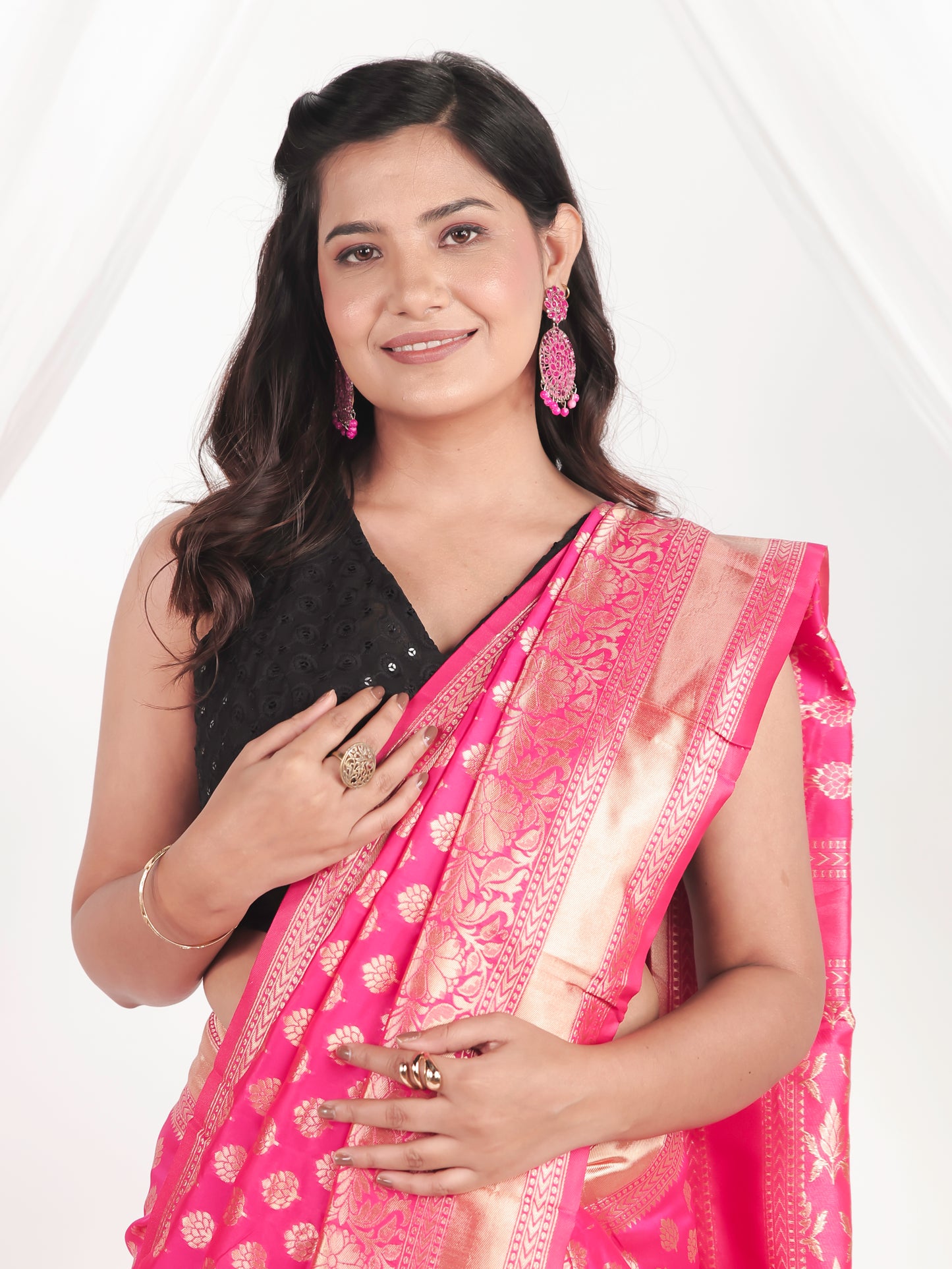 Brocade Fuchsia Saree