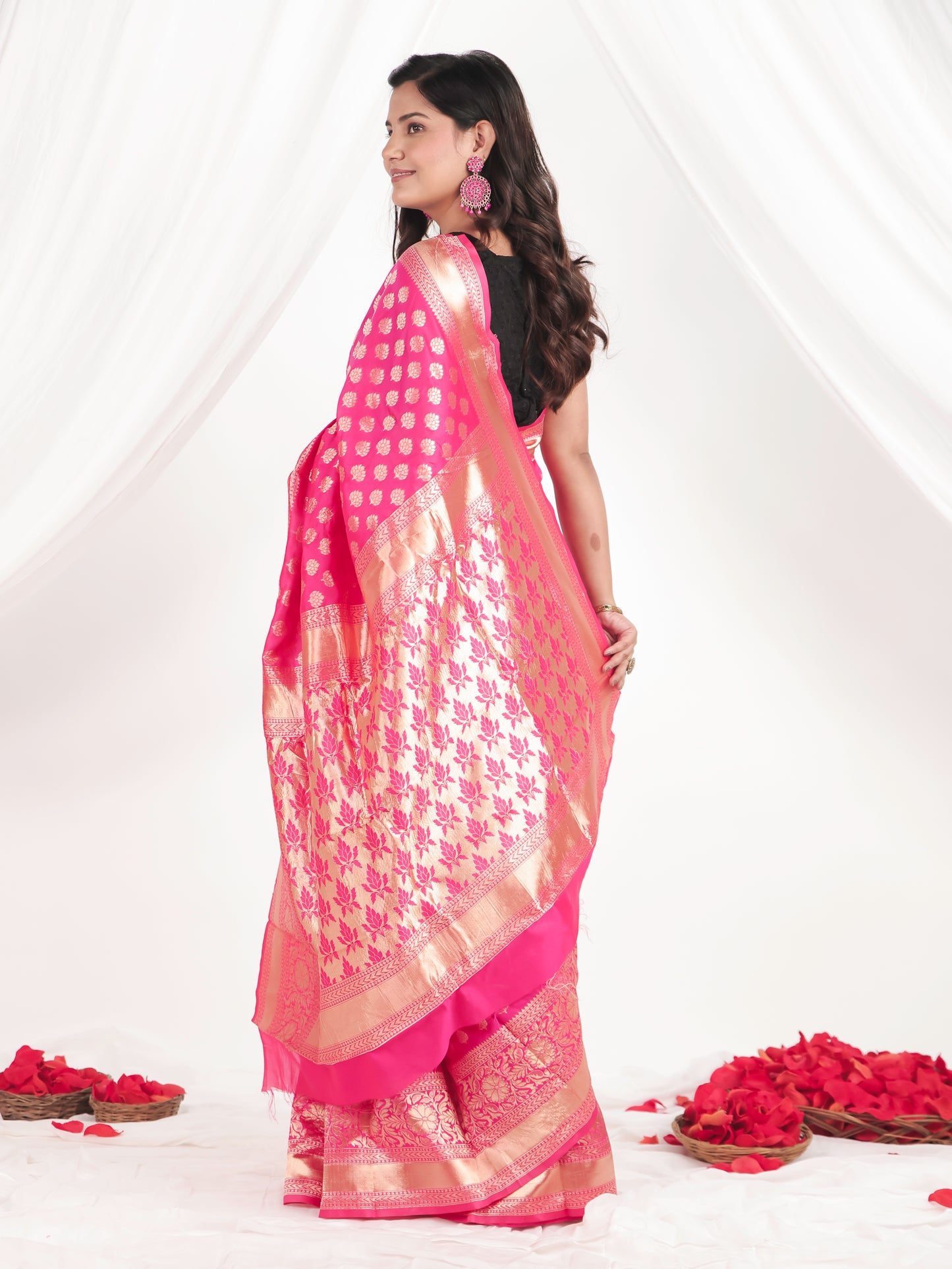 Brocade Fuchsia Saree