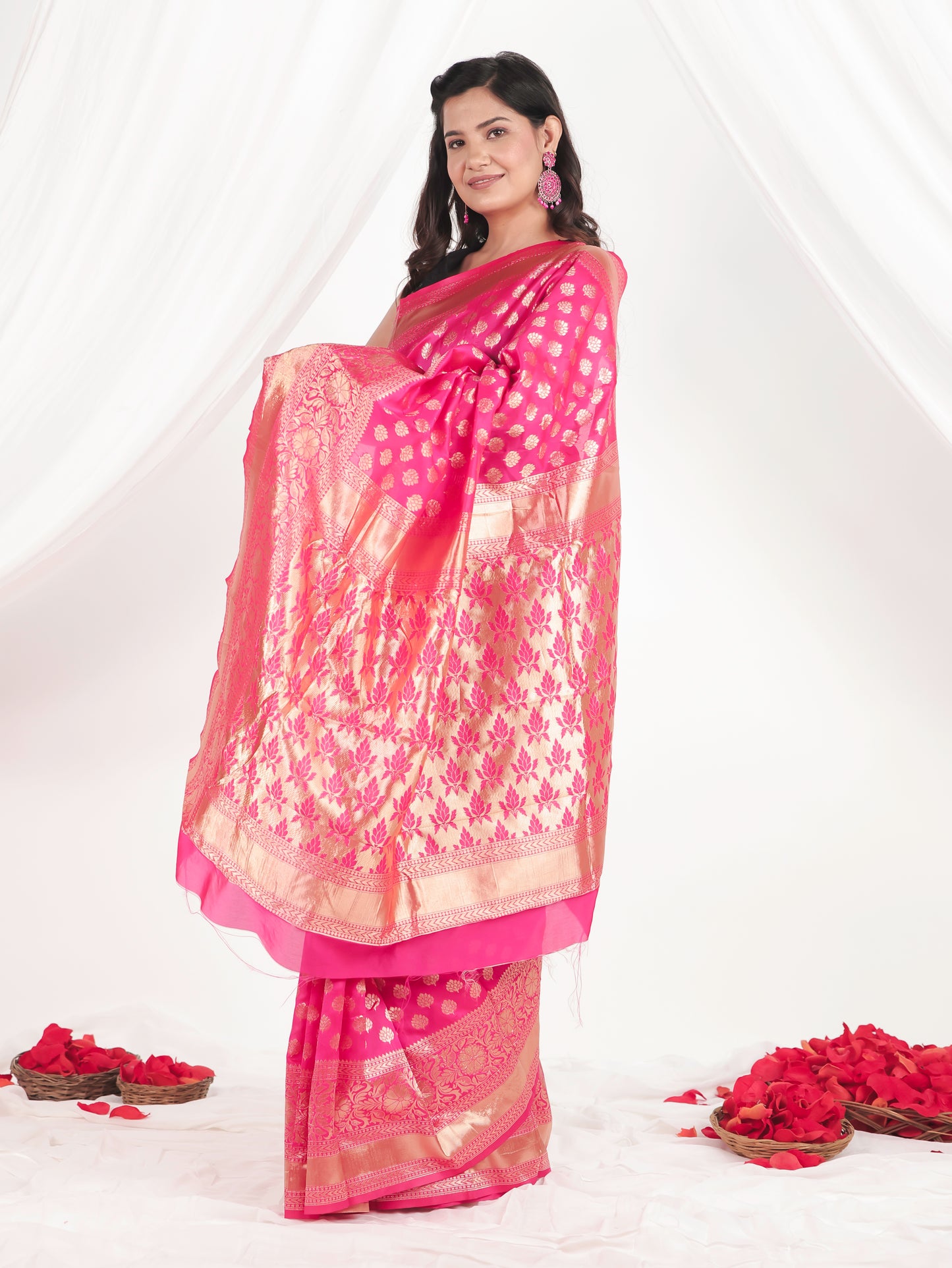 Brocade Fuchsia Saree
