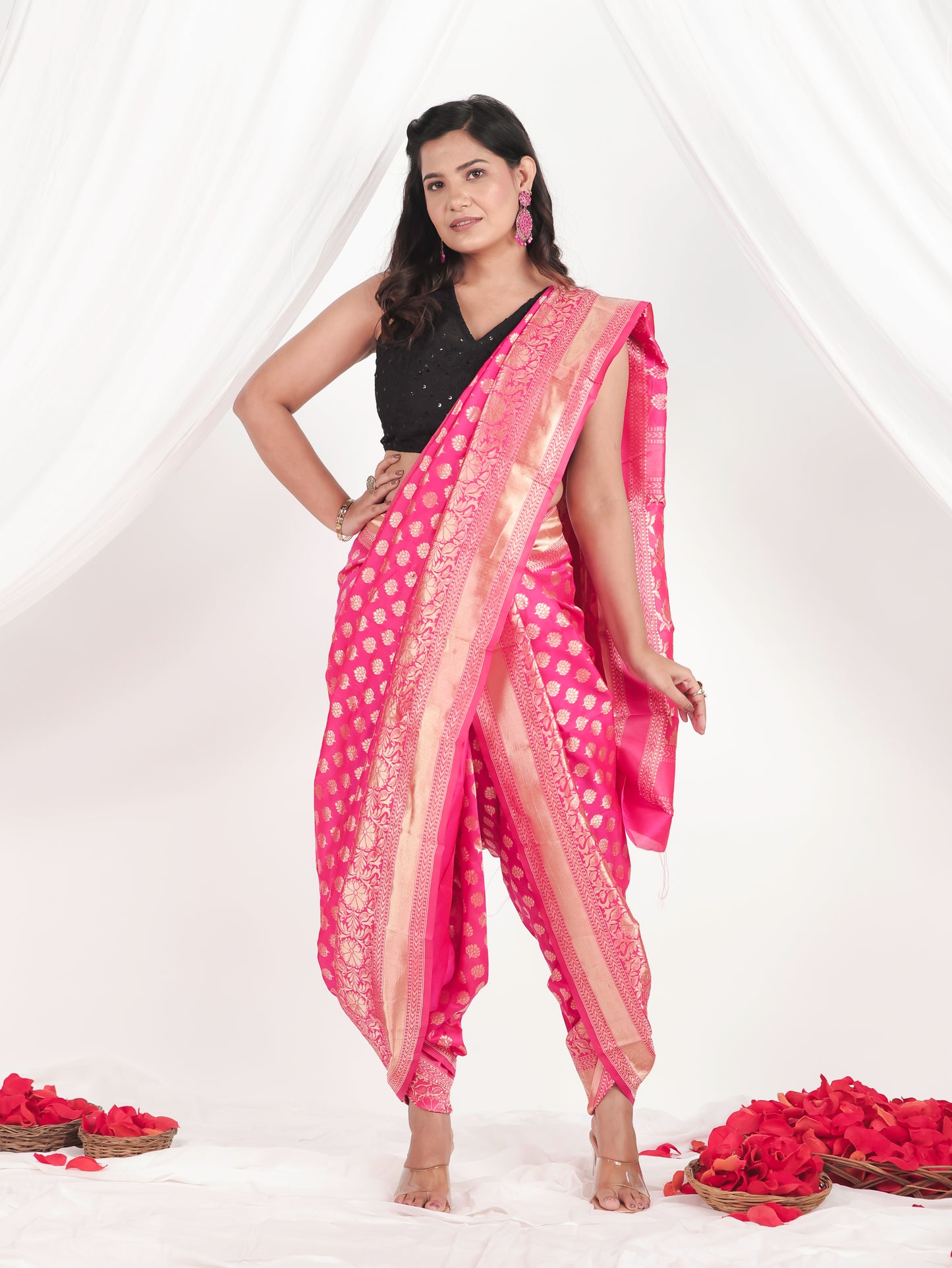 Brocade Fuchsia Saree