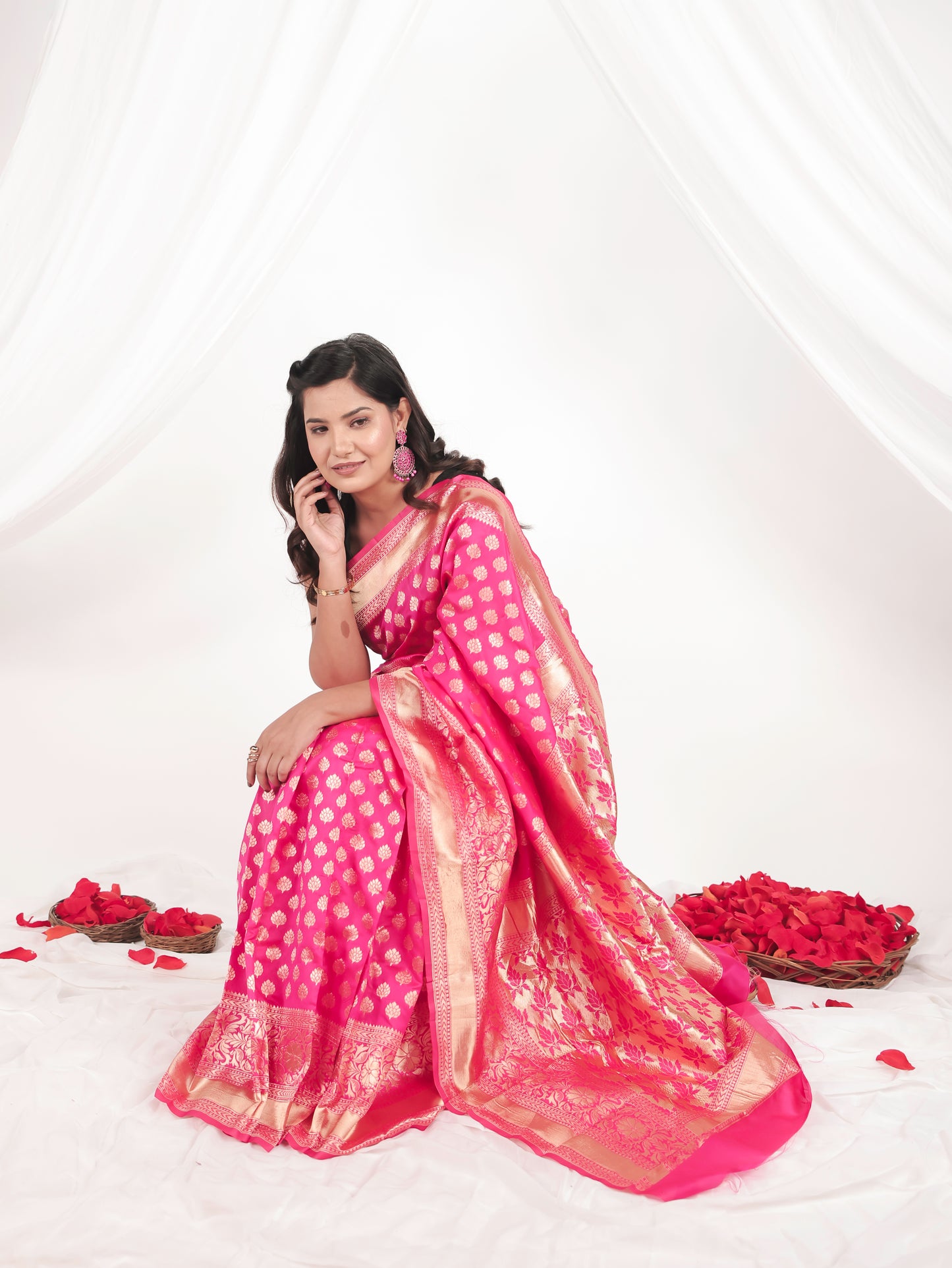 Brocade Fuchsia Saree
