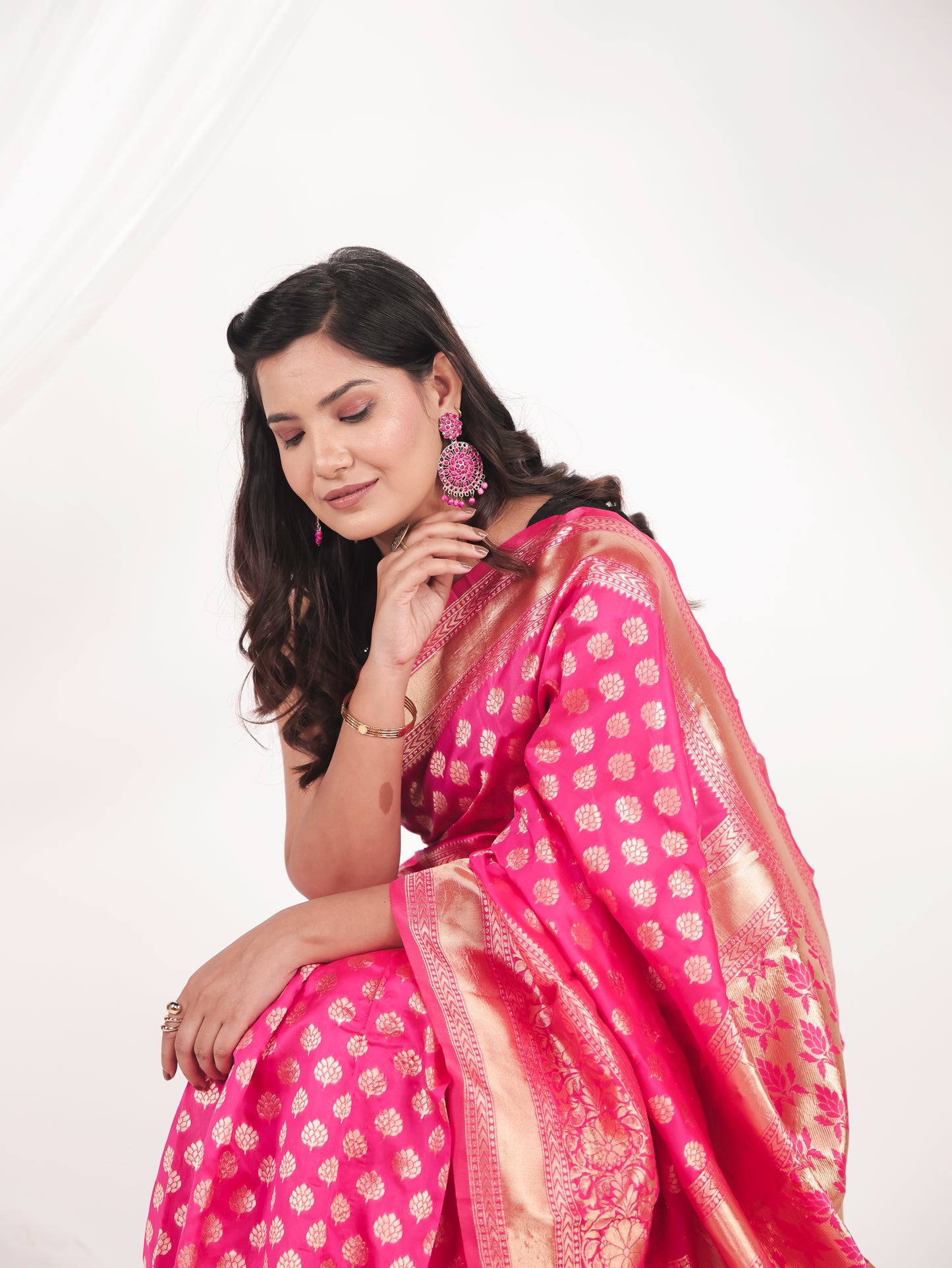 Brocade Fuchsia Saree