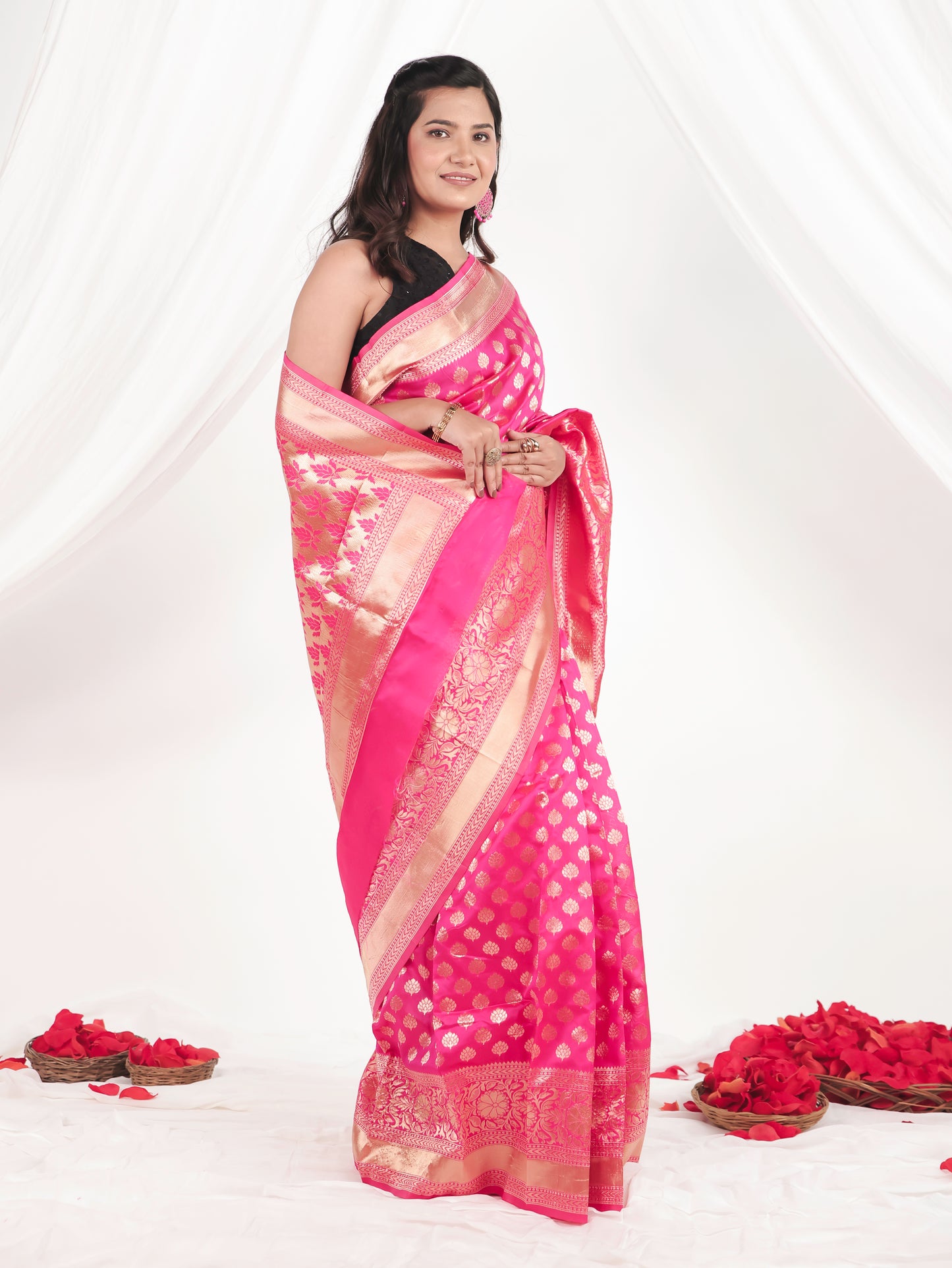 Brocade Fuchsia Saree