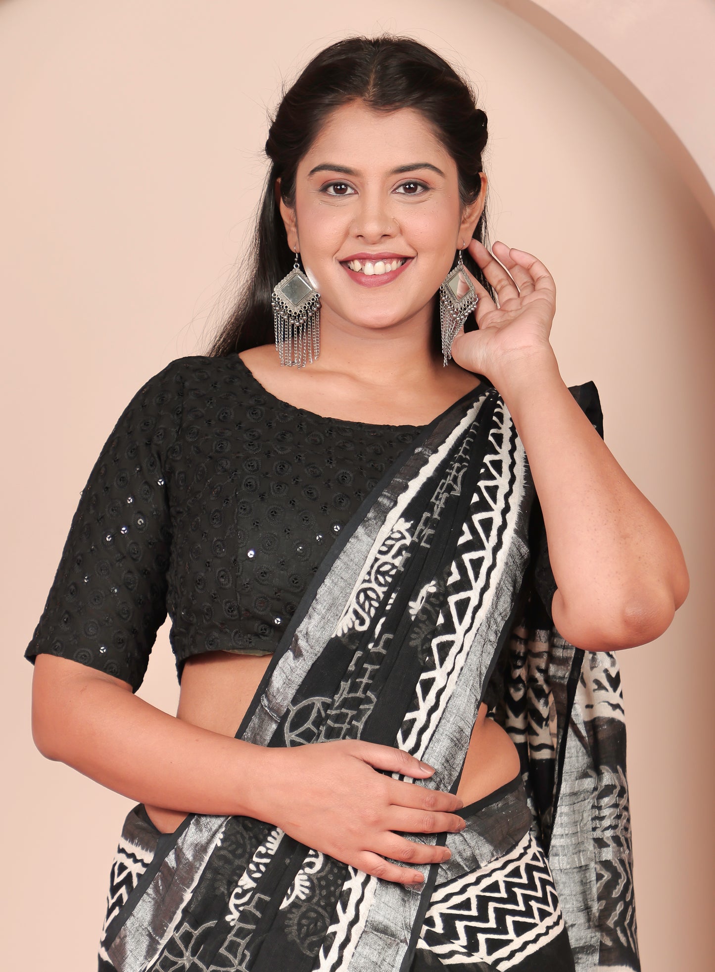 Soft Cotton Butti Black Saree