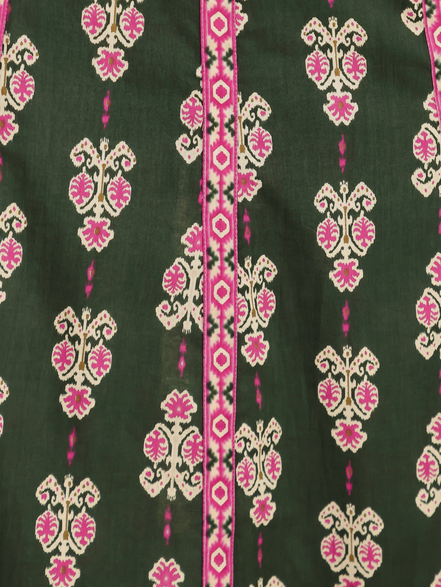 Soft Cotton Ikat Anarkali Green Kurta