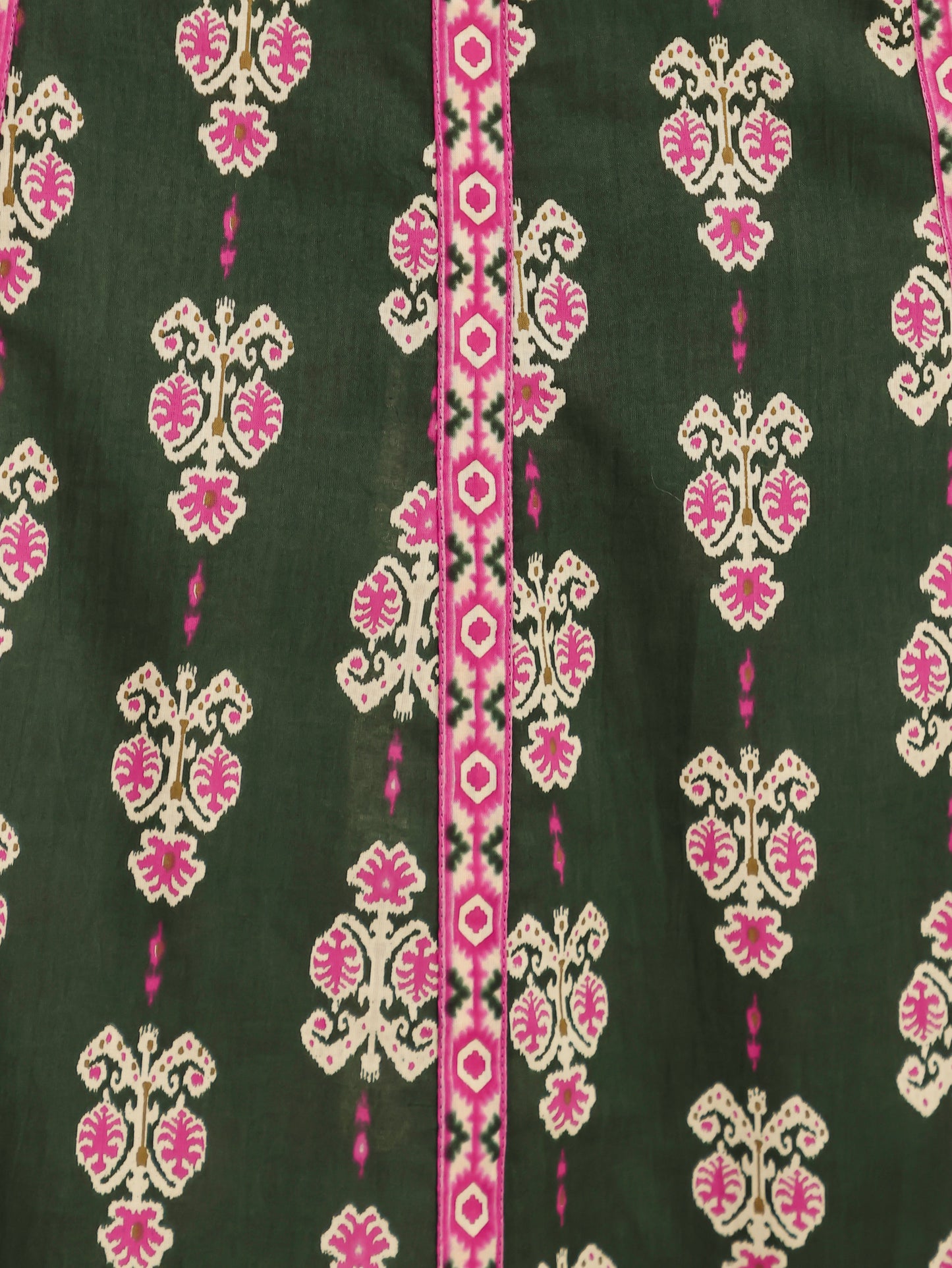 Soft Cotton Ikat Anarkali Green Kurta