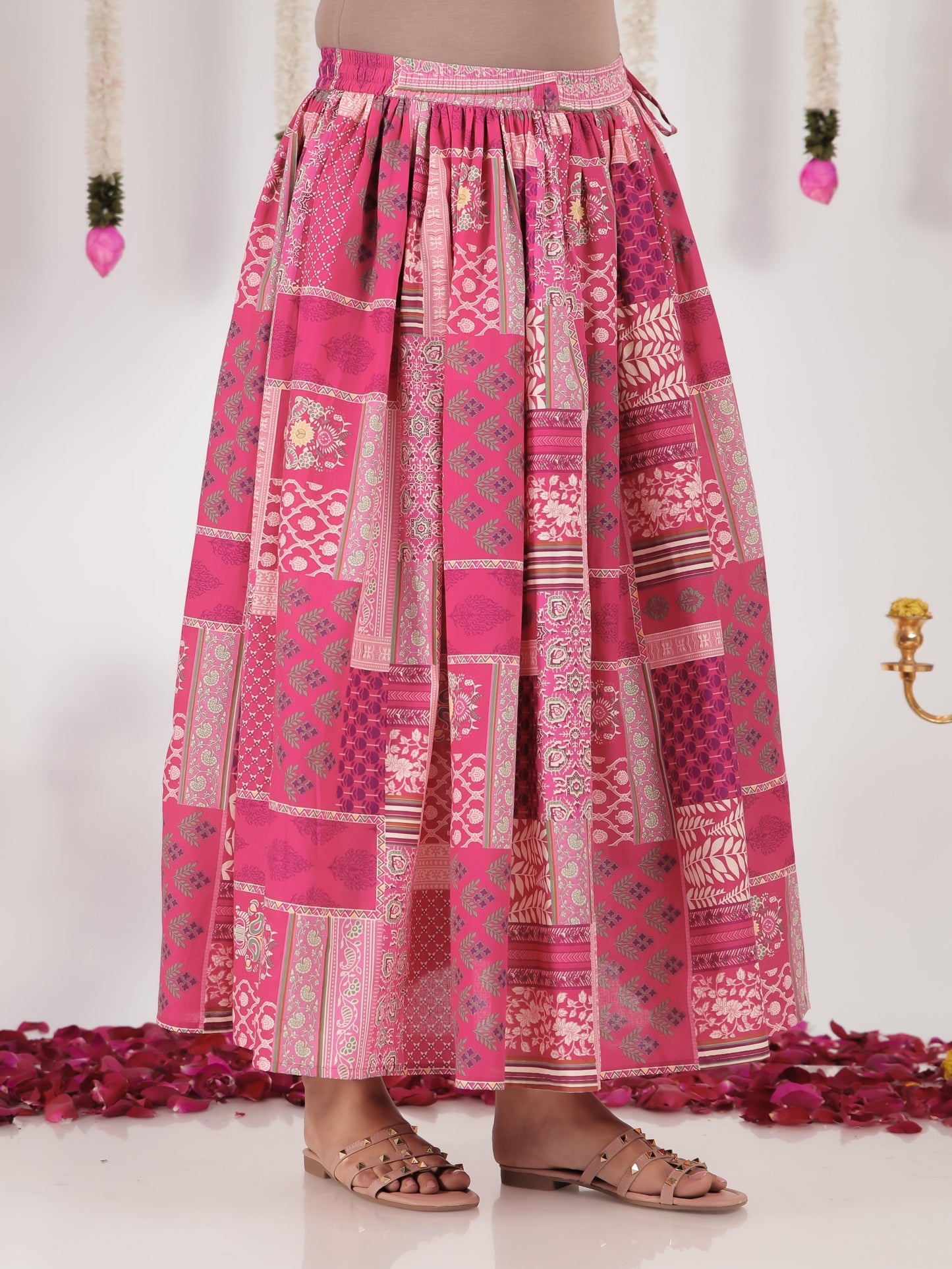 Soft Cotton Abstract Pink Skirt