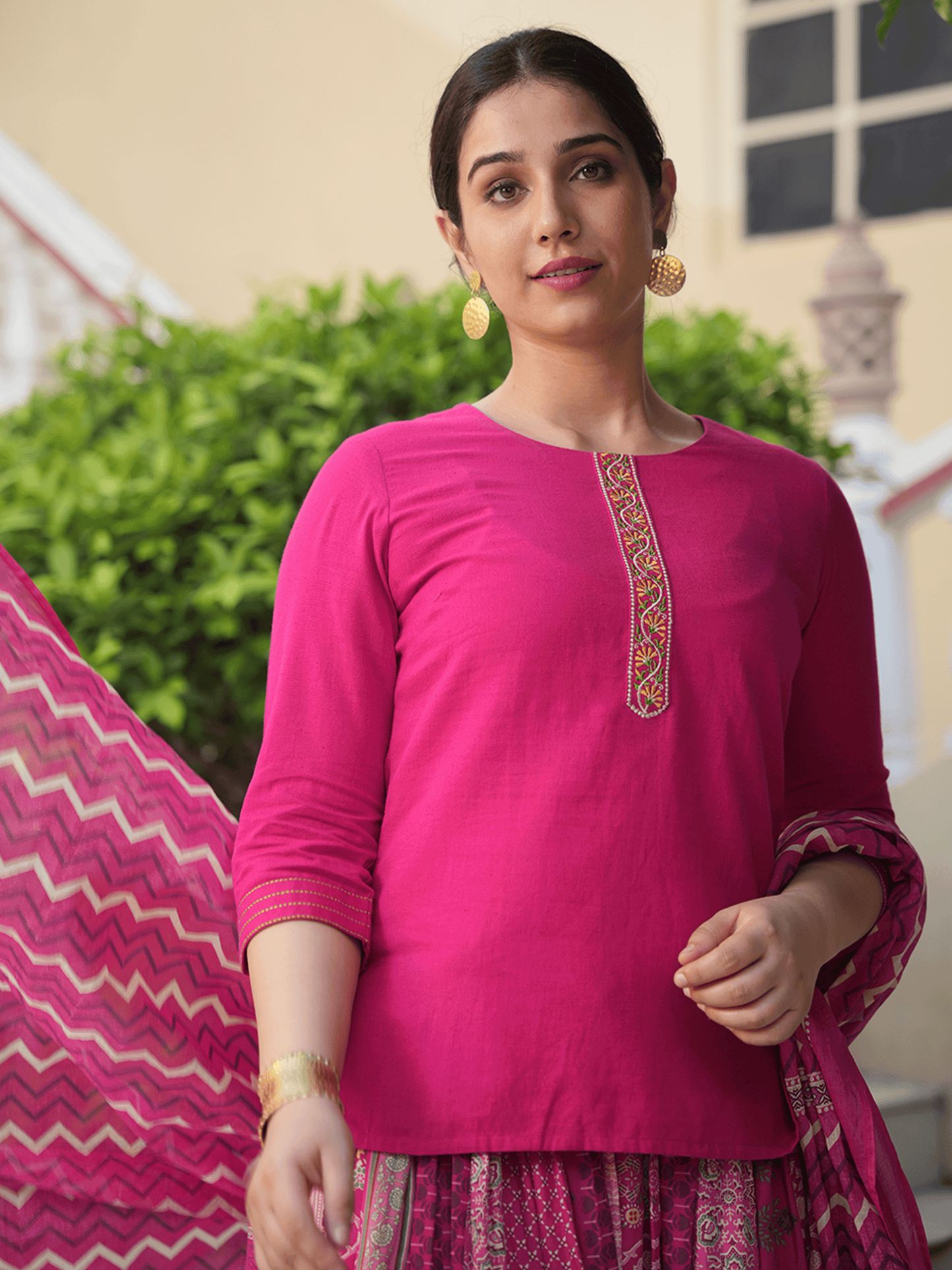 Cotton Voile Striped Pink Dupatta
