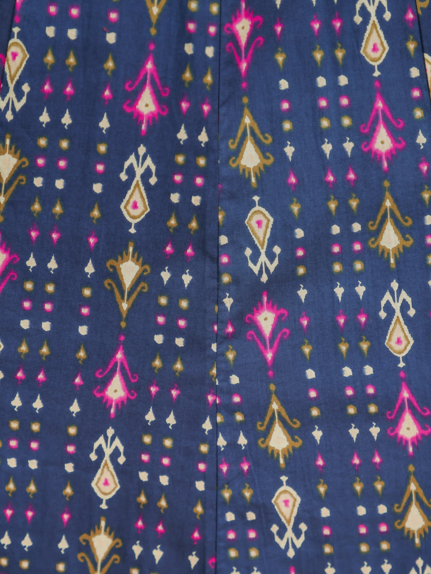 Soft Cotton Ikat Anarkali Blue Dress