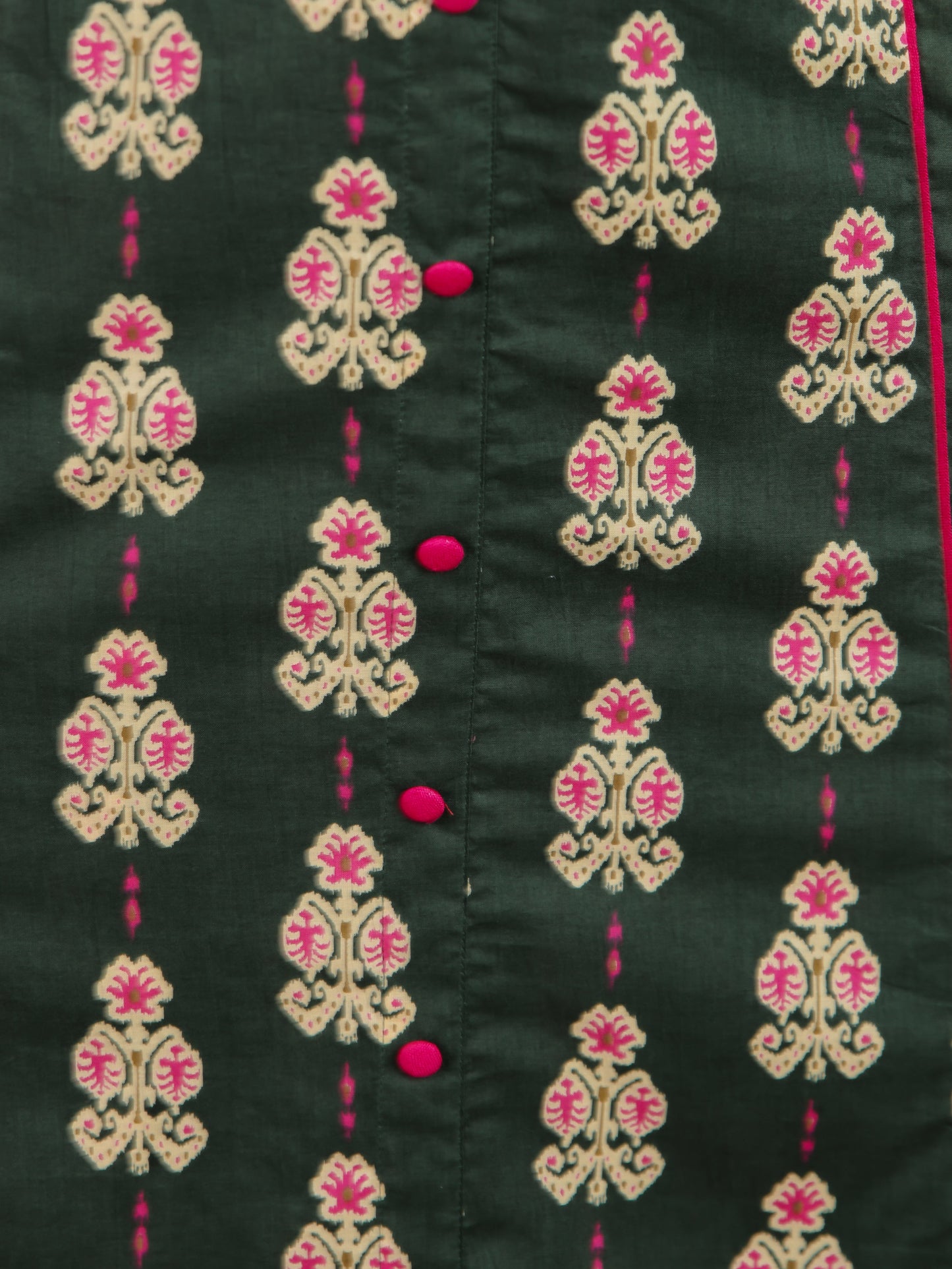 Soft Cotton Ikat A-line Green Kurta