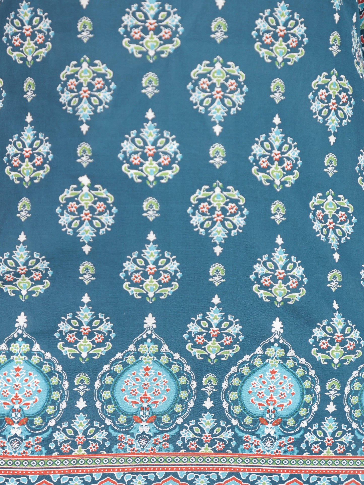 Soft Cotton Floral Straight Blue Kurti