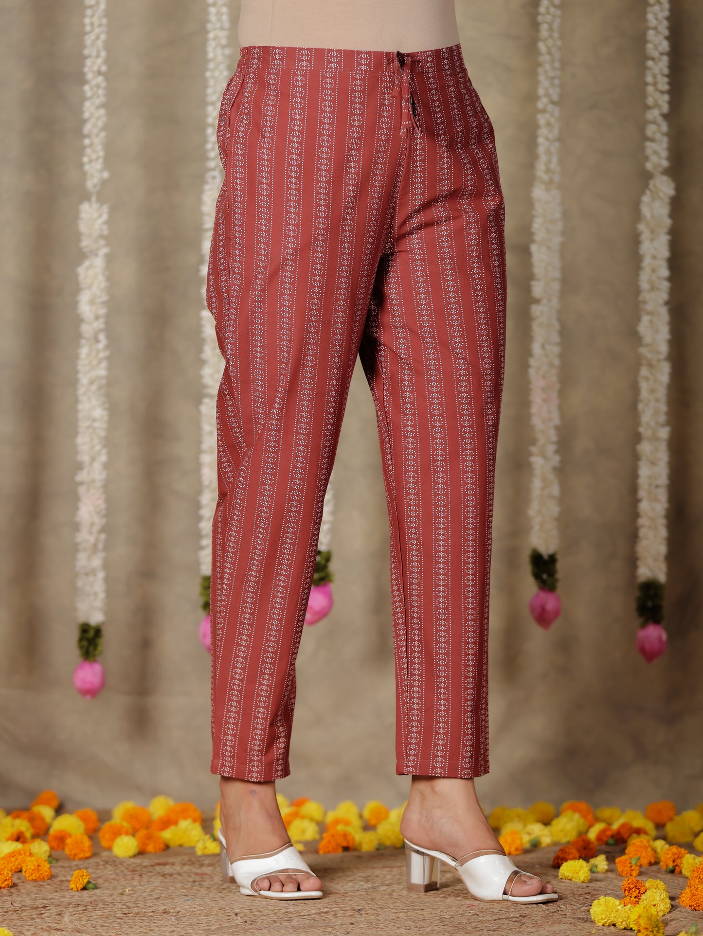 Soft Cotton Geometric Flared Grey Kurta