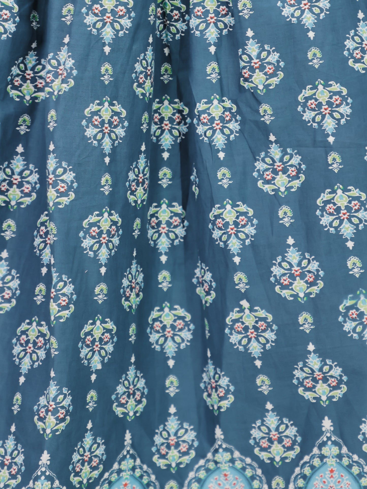 Soft Cotton Geometric Angrakha Blue Kurta