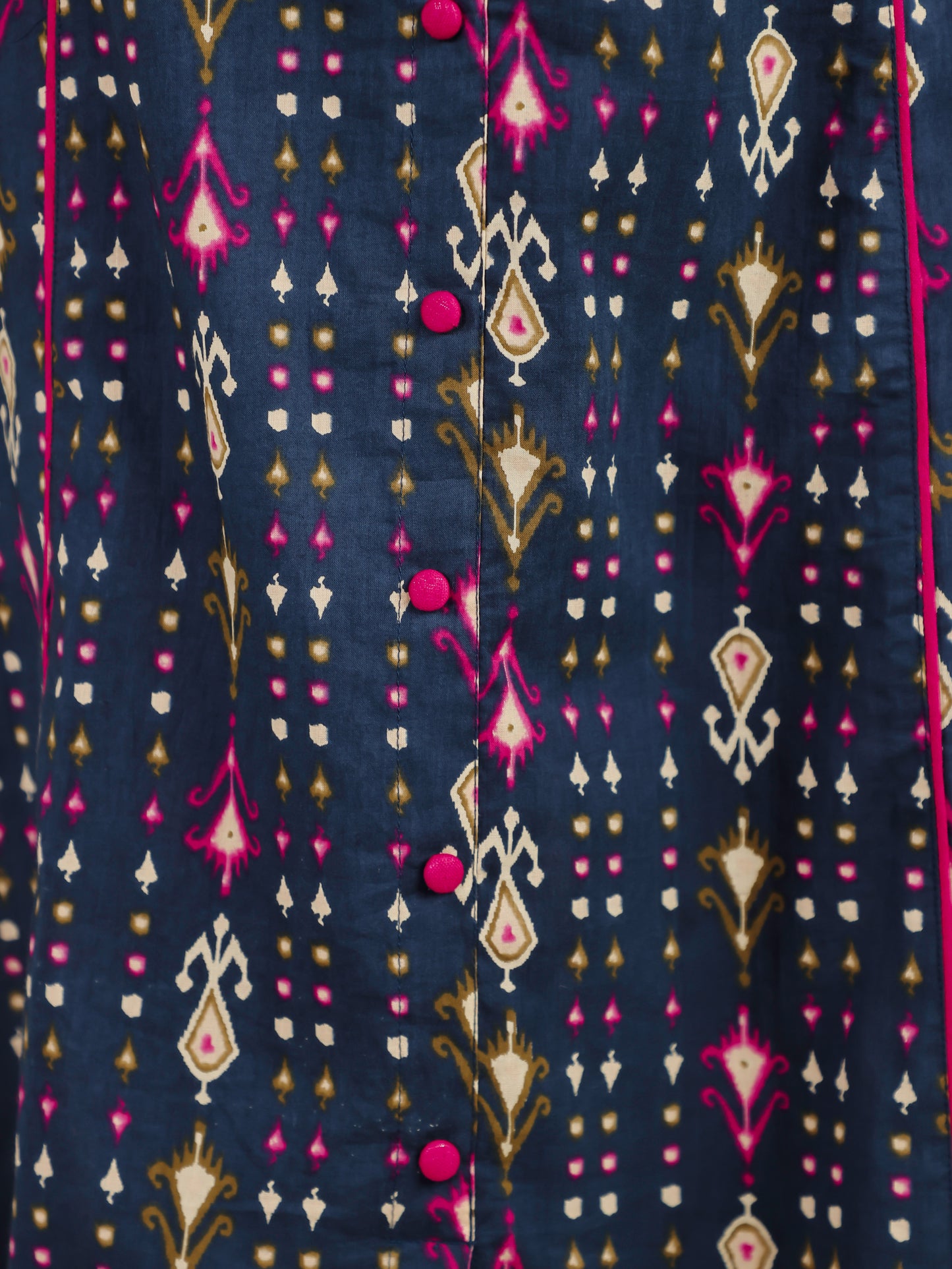 Soft Cotton Ikat A-line Blue Kurta