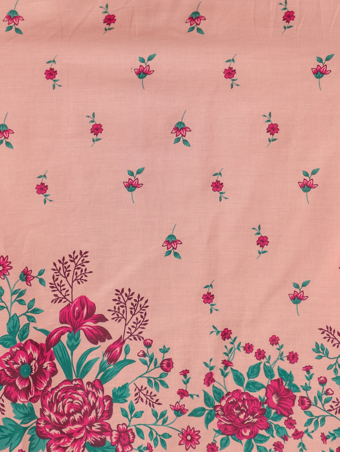 Soft Cotton Floral Gathered Peach Dress