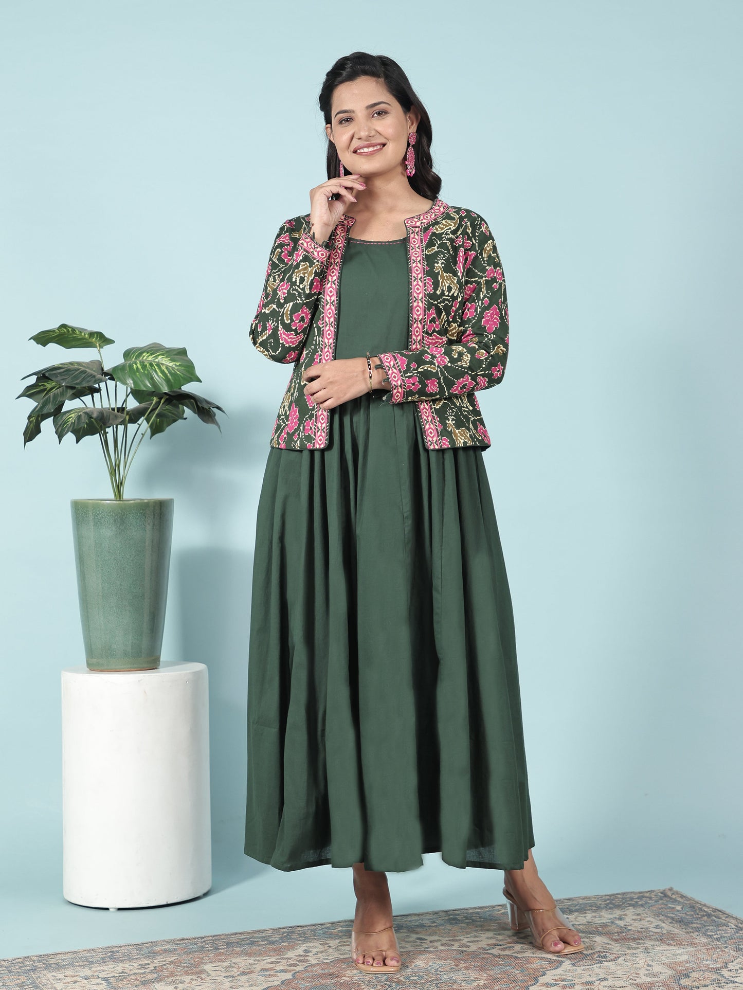 Soft Cotton Solid Green Kurta