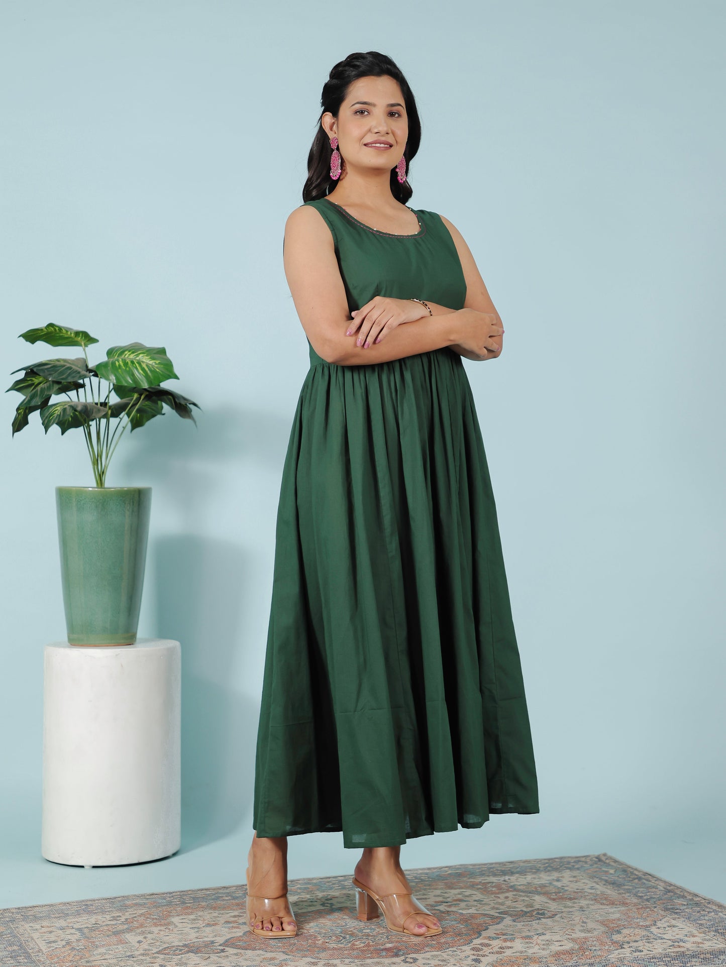 Soft Cotton Solid Green Kurta