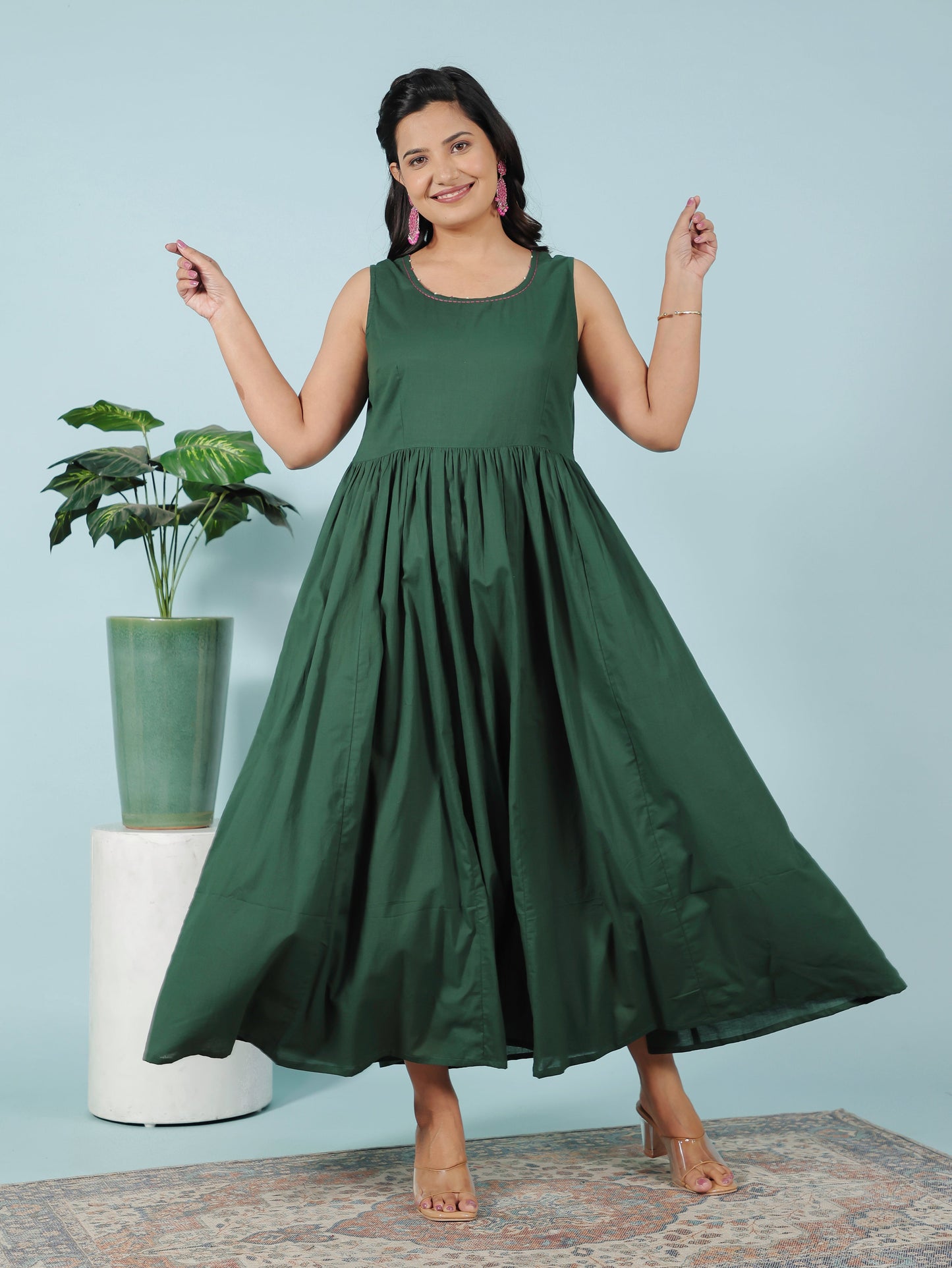 Soft Cotton Solid Green Kurta