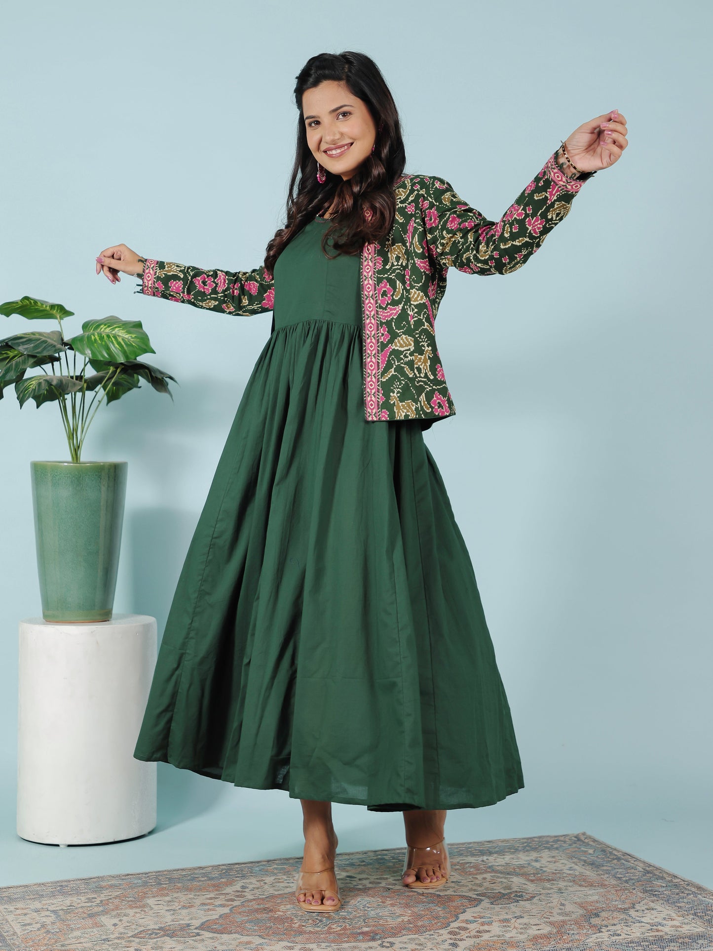 Soft Cotton Solid Green Kurta