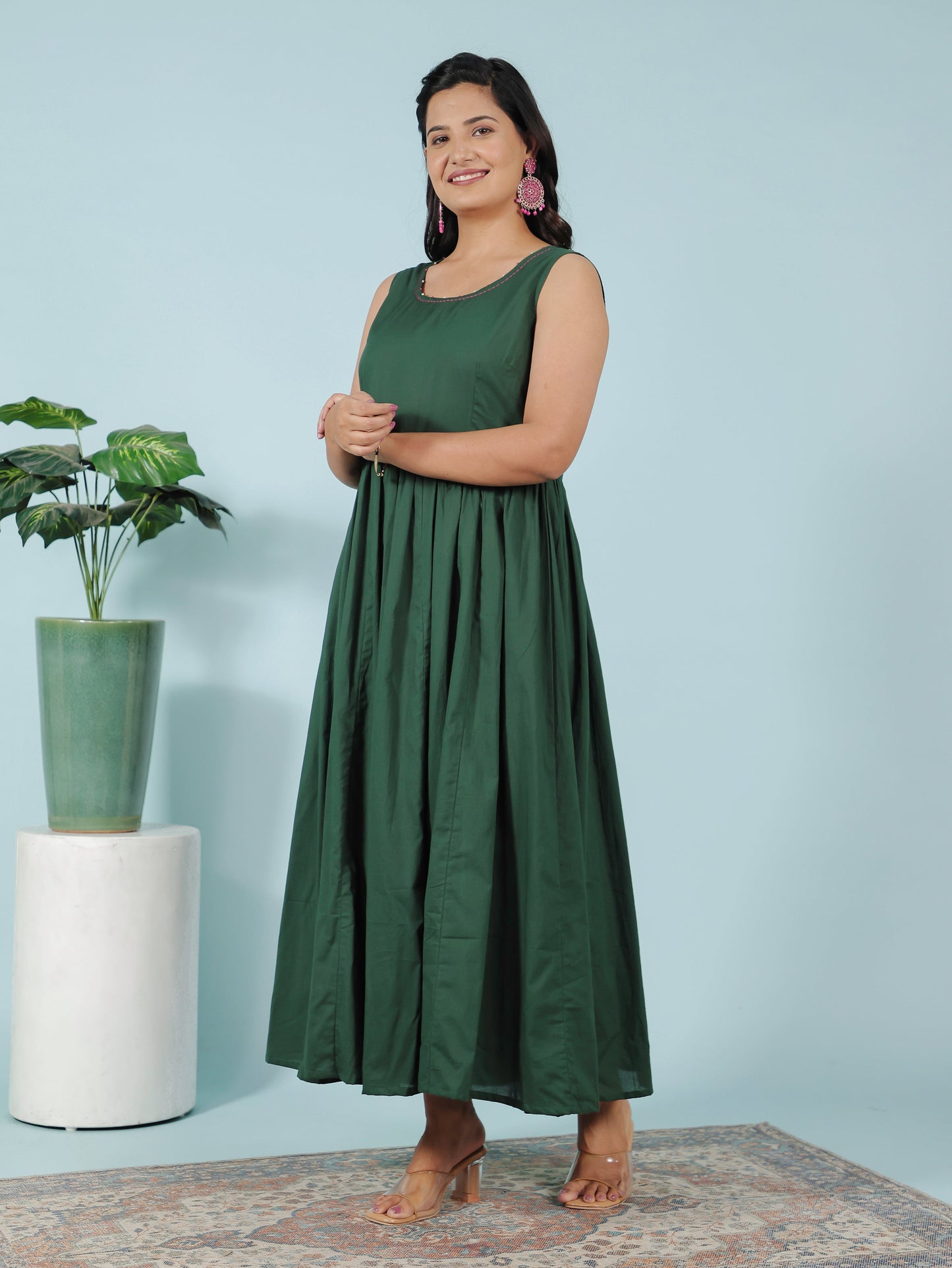 Soft Cotton Solid Green Kurta