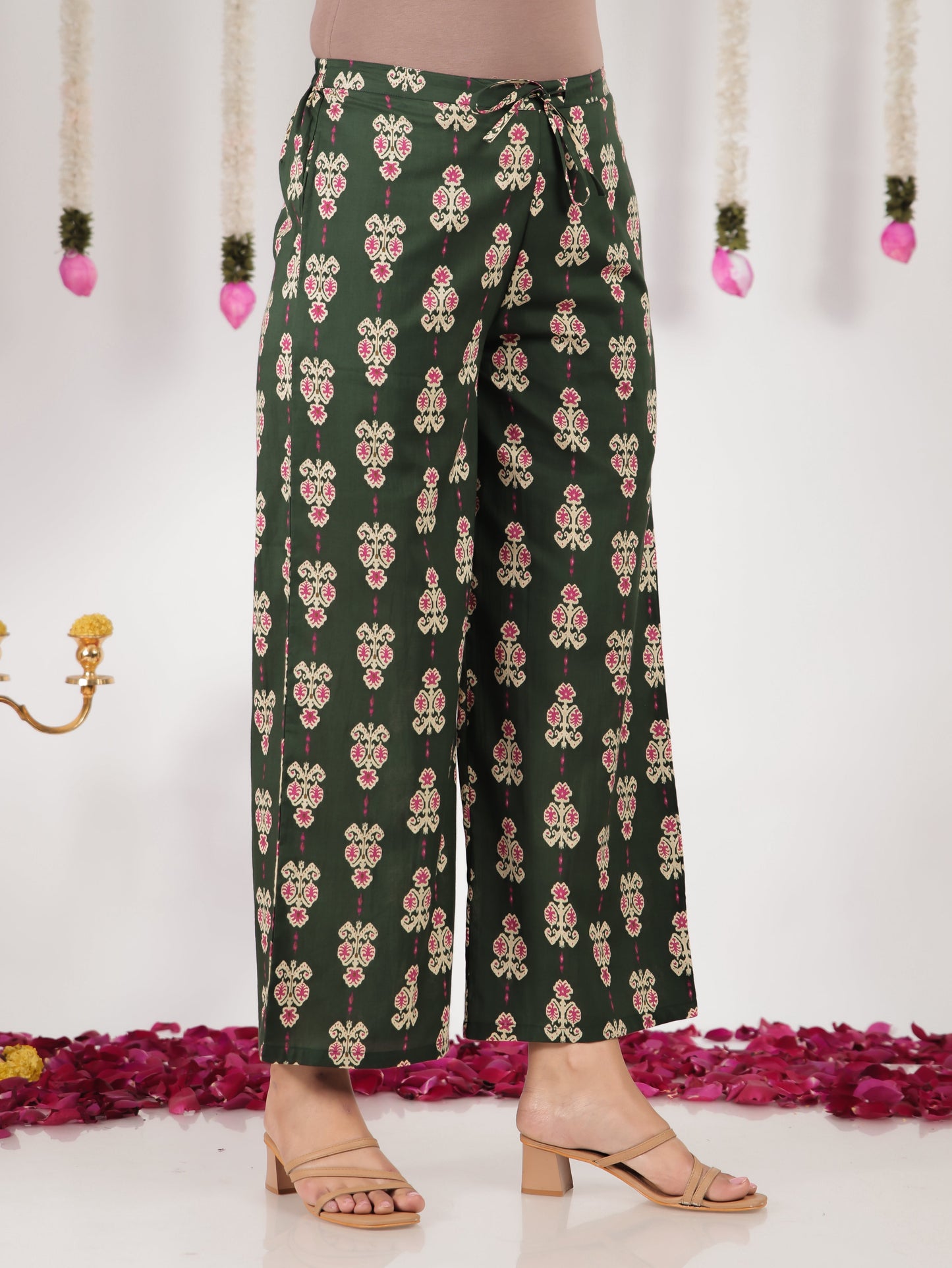 Soft Cotton Floral Anarkali Green Kurta