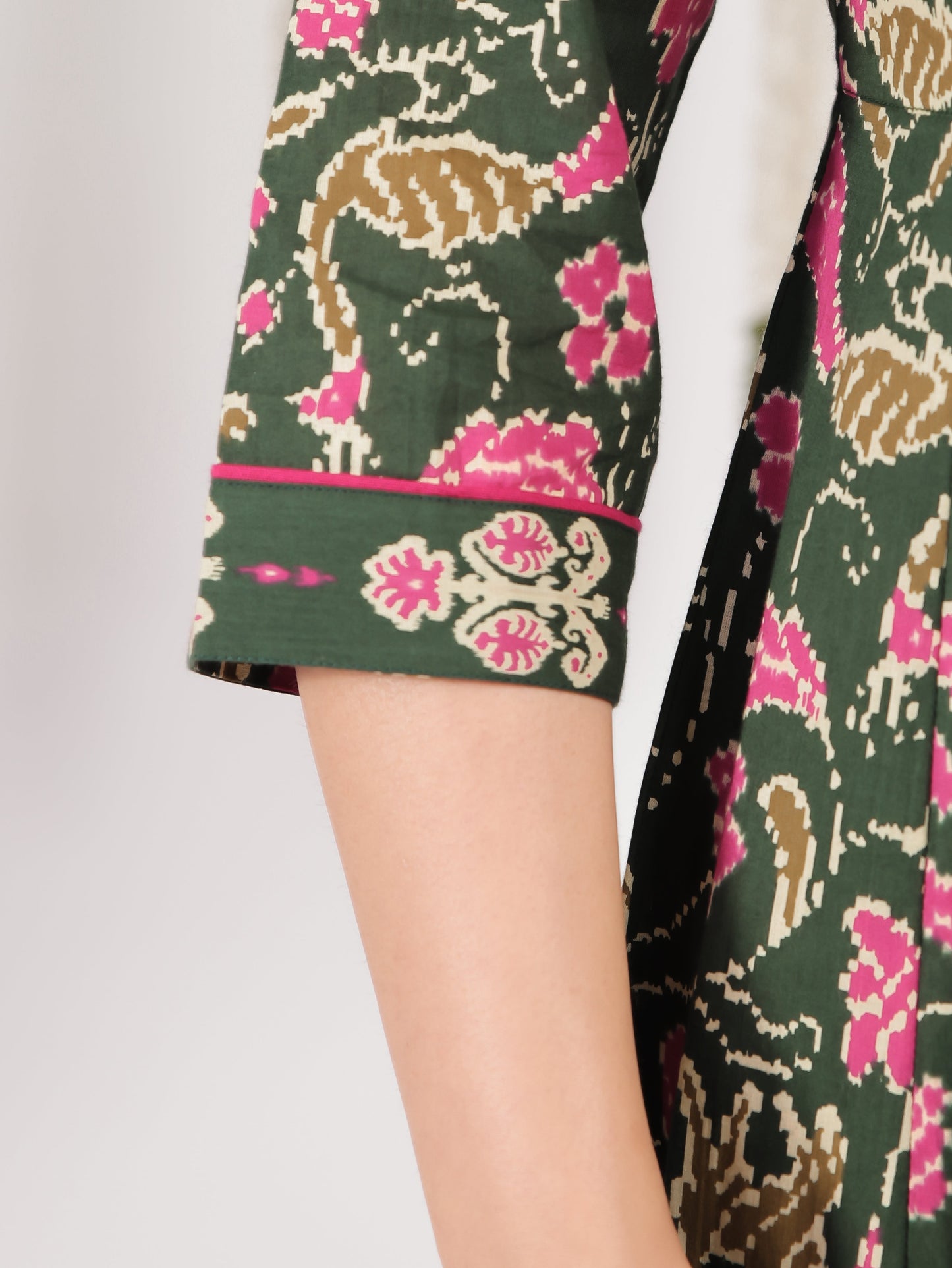 Soft Cotton Floral Anarkali Green Kurta