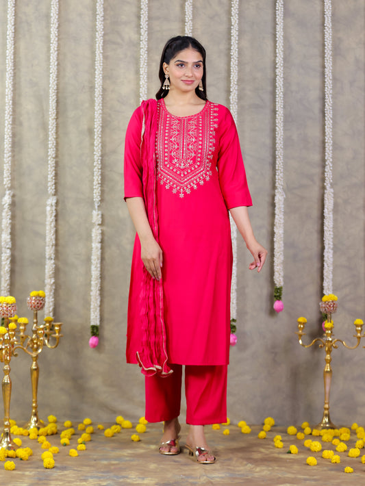 Cotton Voile Solid Pink Dupatta