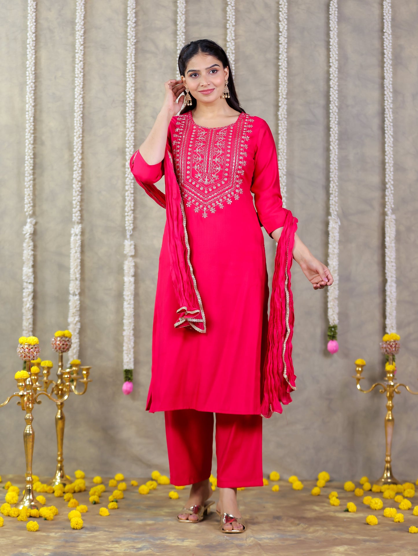 Cotton Voile Solid Pink Dupatta