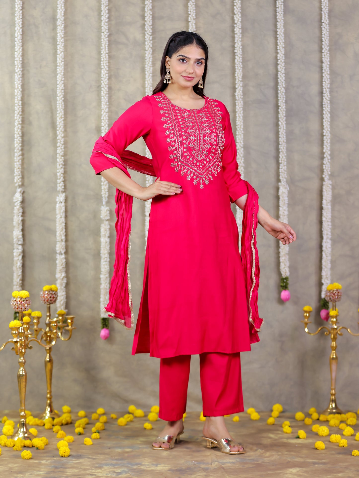 Cotton Voile Solid Pink Dupatta