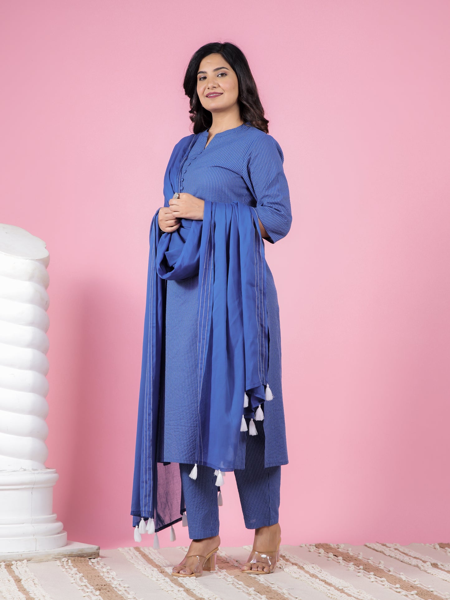 Cotton Voile Solid Blue Dupatta