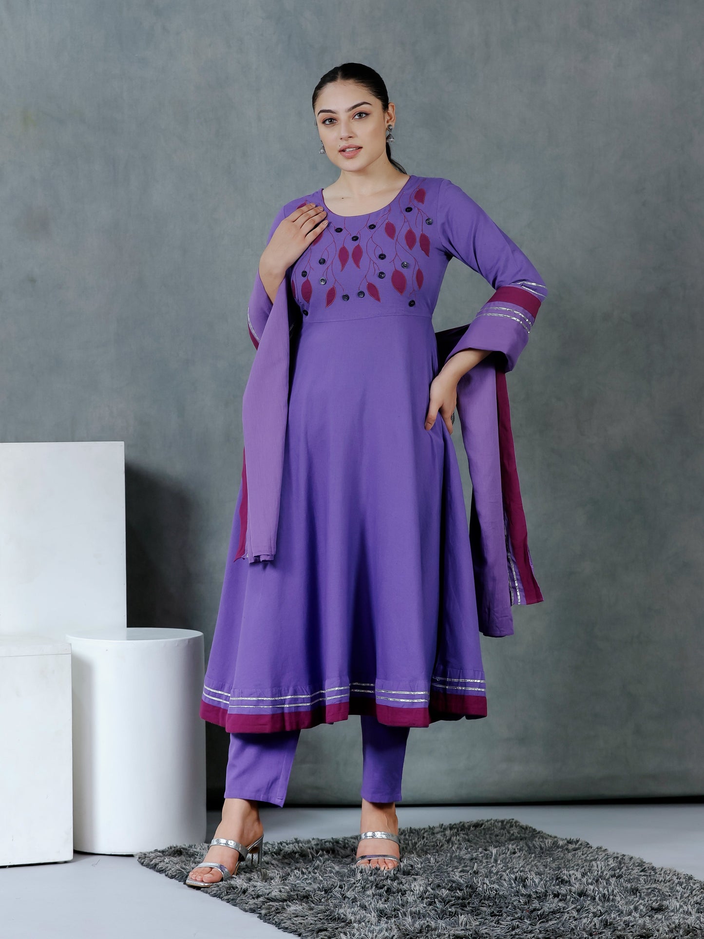 Cotton Voile Solid Purple Dupatta