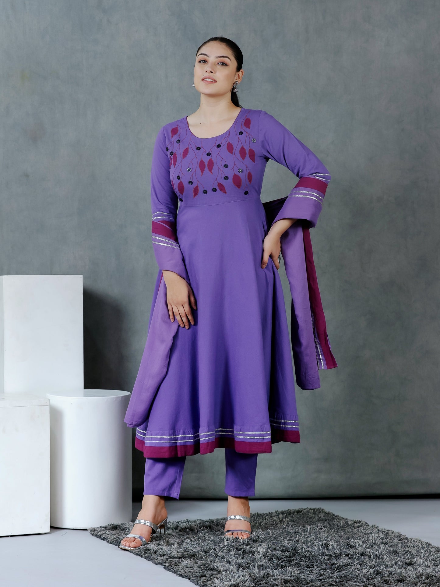Cotton Voile Solid Purple Dupatta