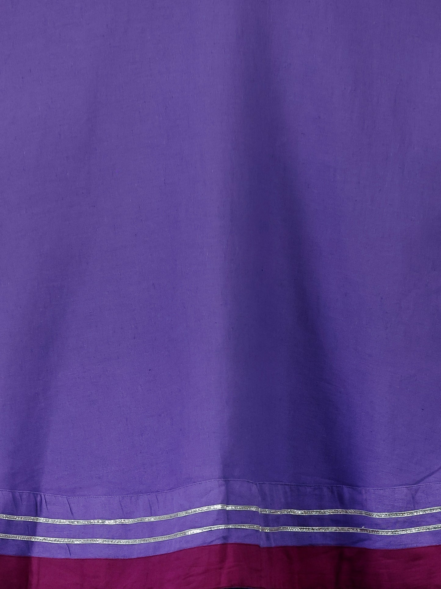 Embroidered Linen Cotton Solid Anarkali Purple Kurta
