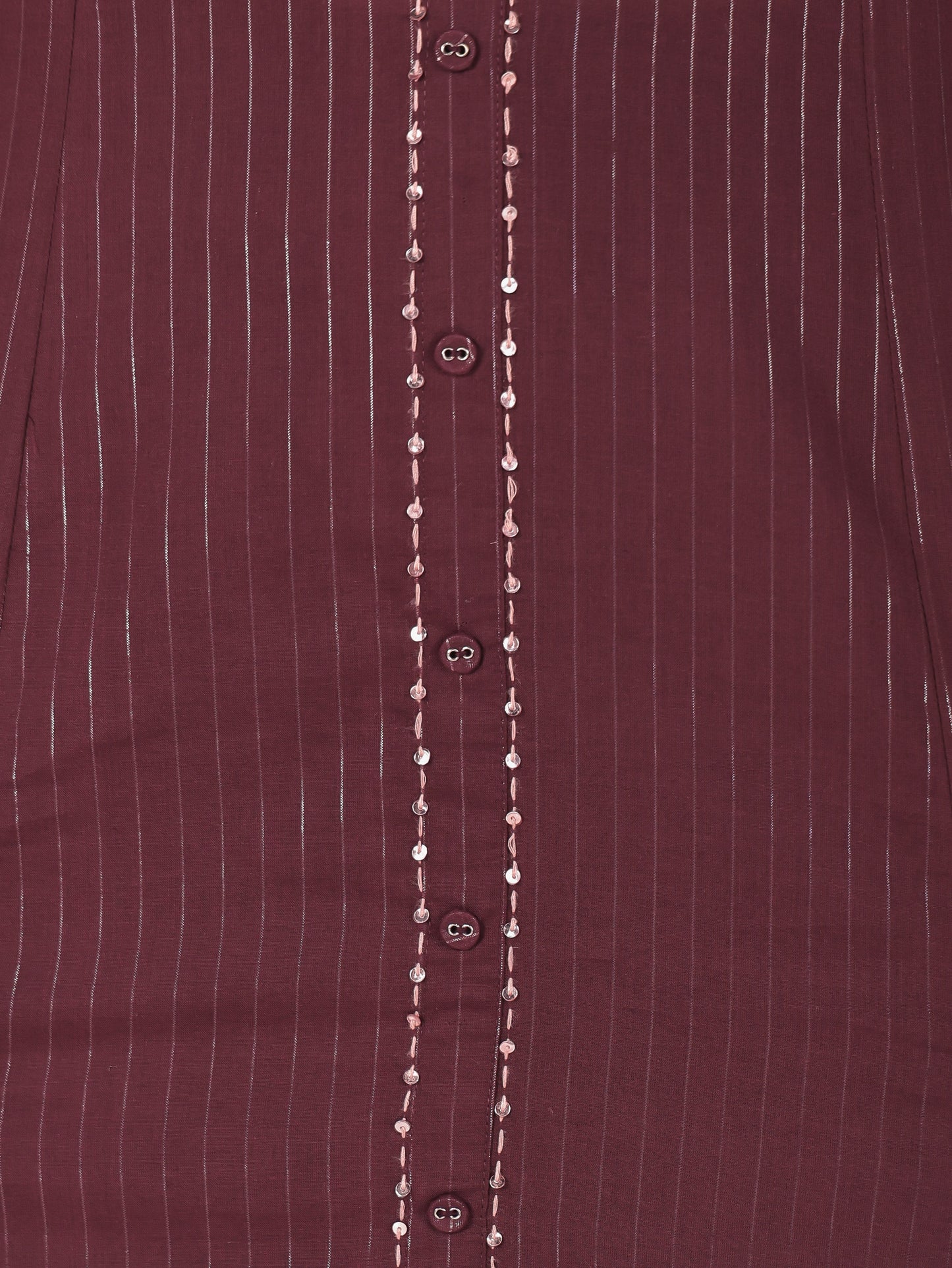 Embroidered Lurex Cotton Solid Flared Brown Kurta