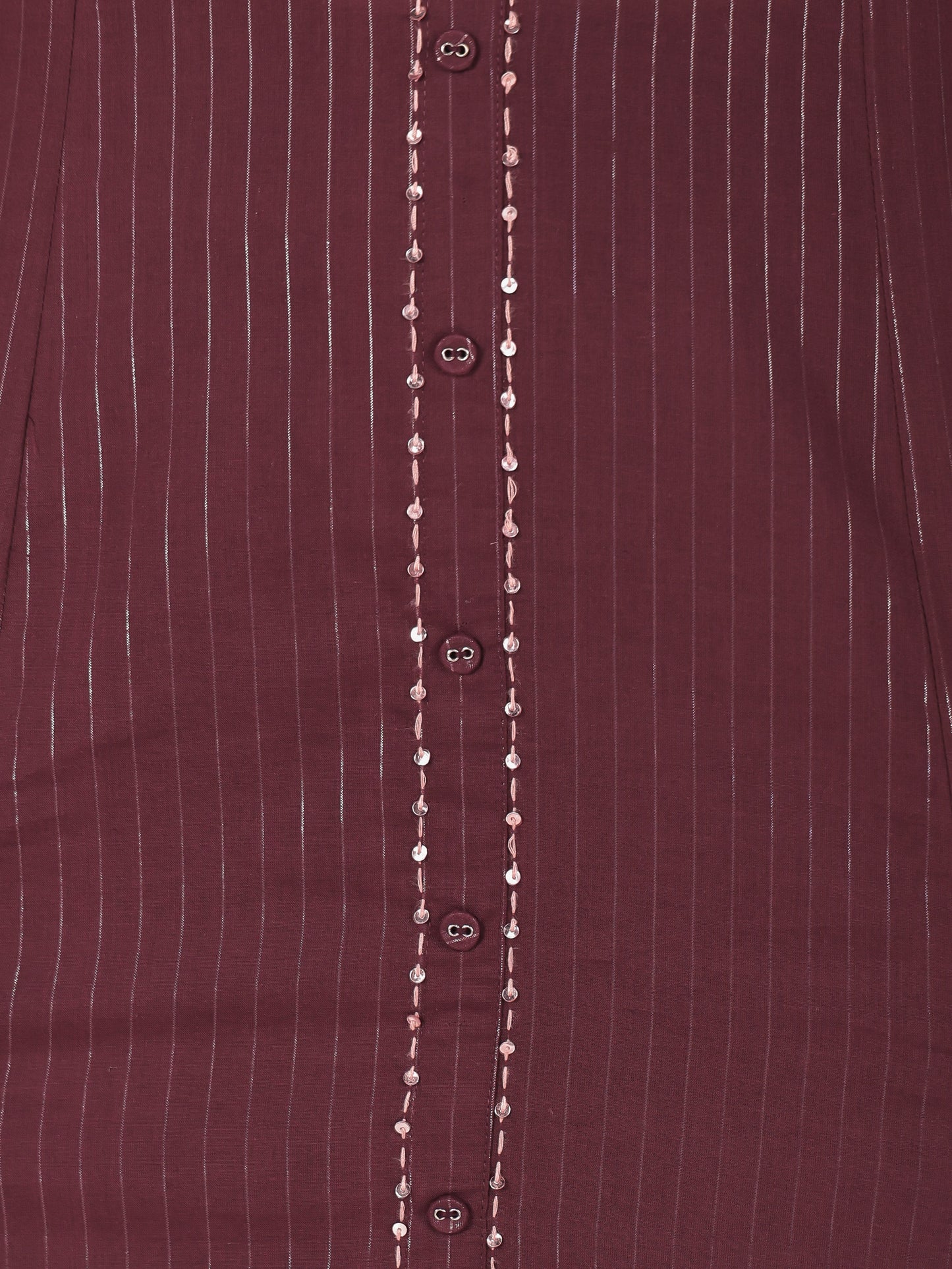 Embroidered Lurex Cotton Solid Flared Brown Kurta