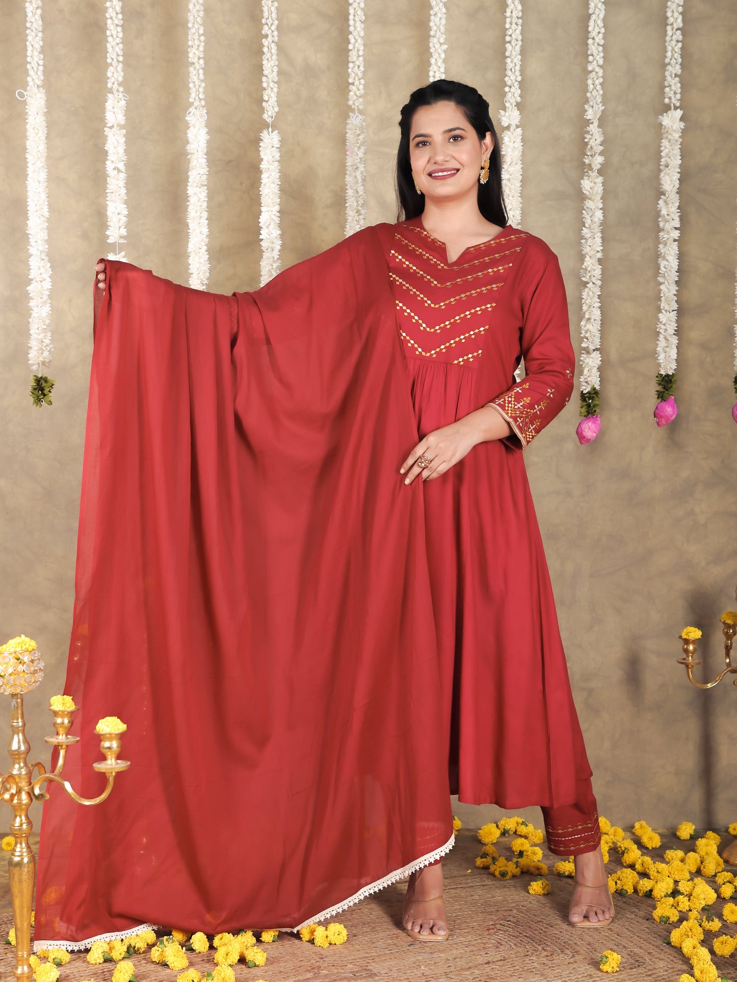 Cotton Voile Solid Maroon Dupatta