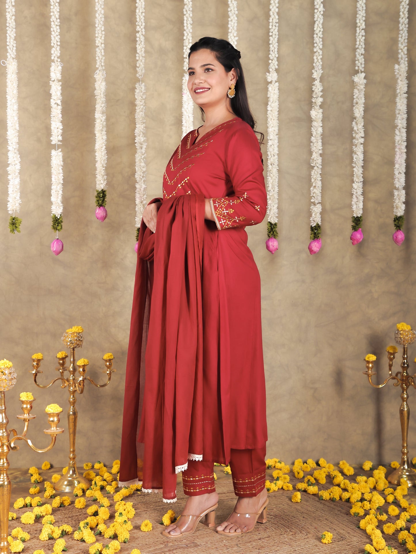 Cotton Voile Solid Maroon Dupatta