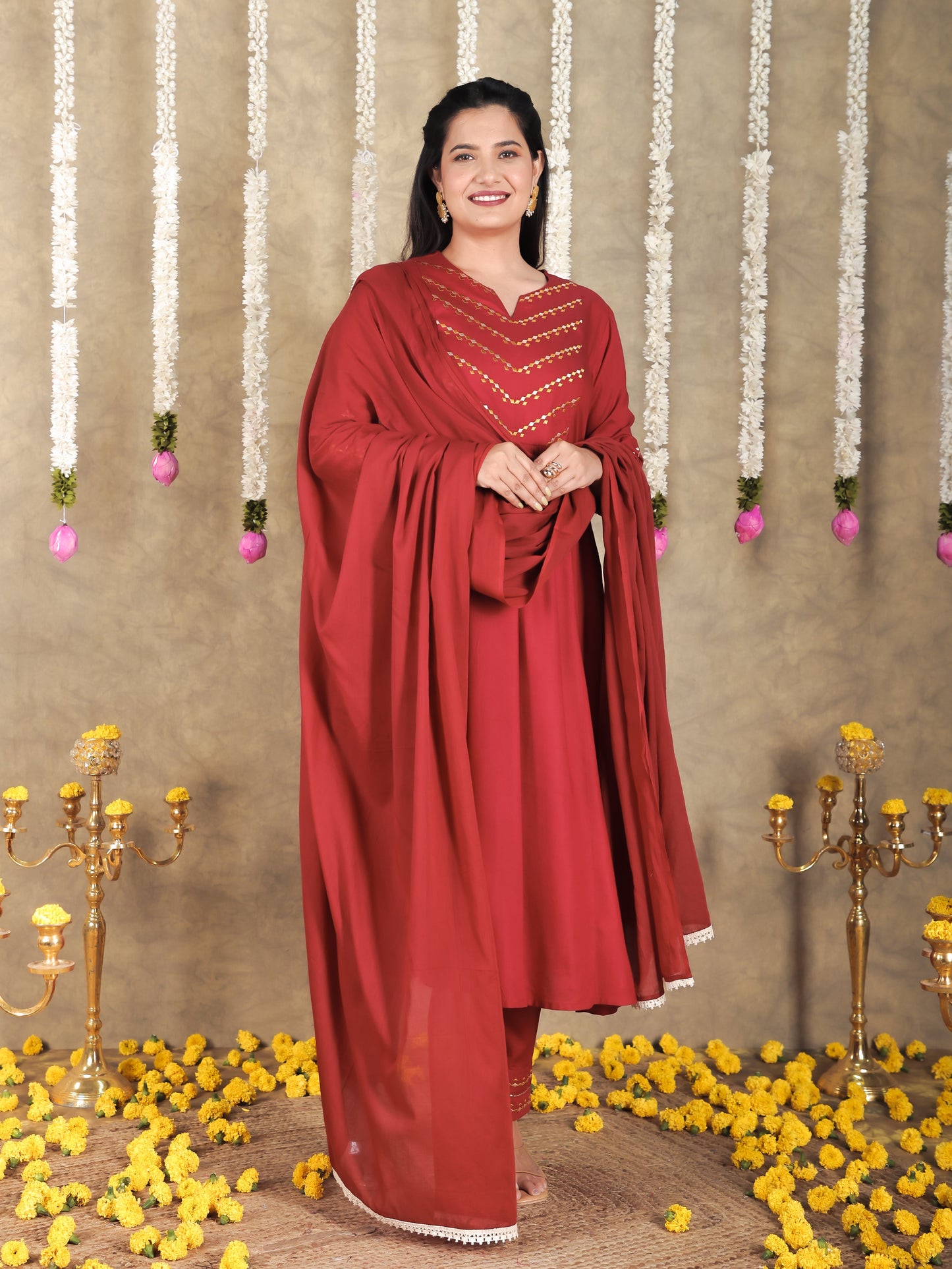 Cotton Voile Solid Maroon Dupatta