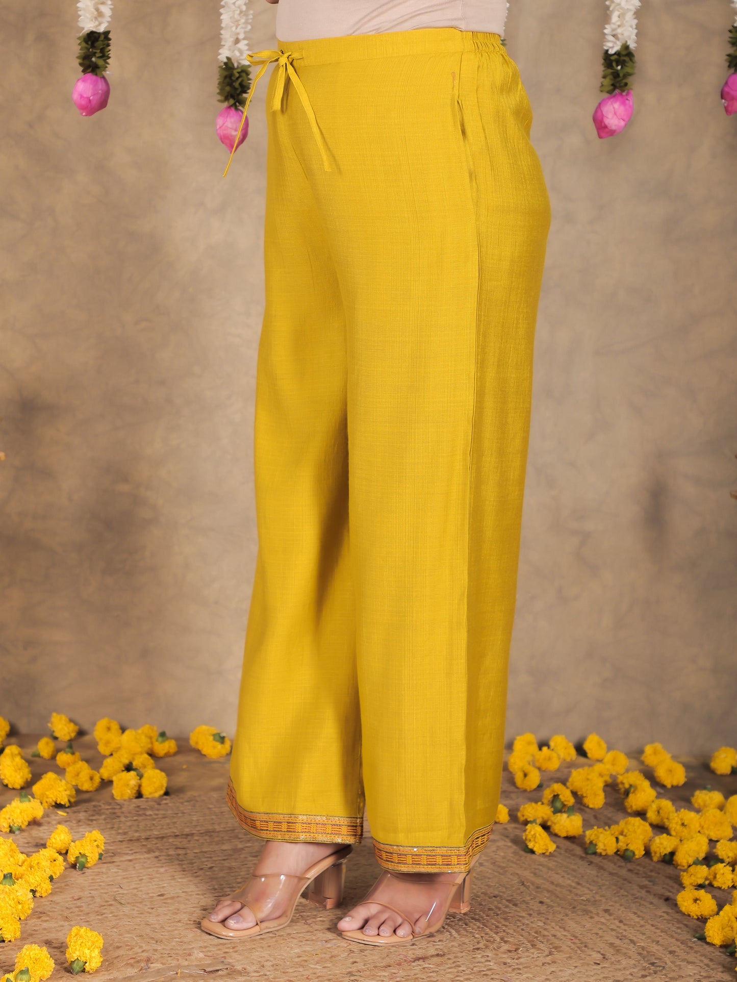Vertigan Solid Yellow Palazzo