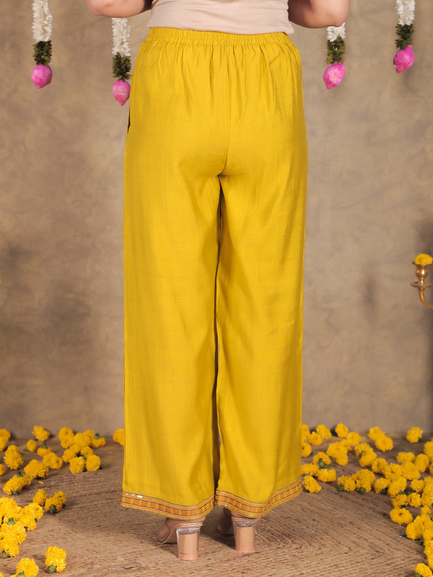 Vertigan Solid Yellow Palazzo
