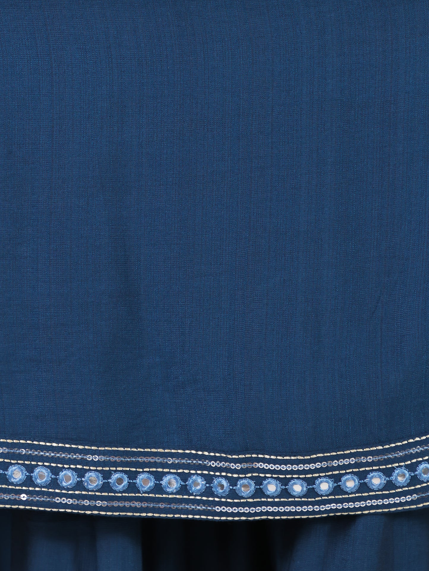 Embroidered Vertigan Solid Flared Blue Kurta