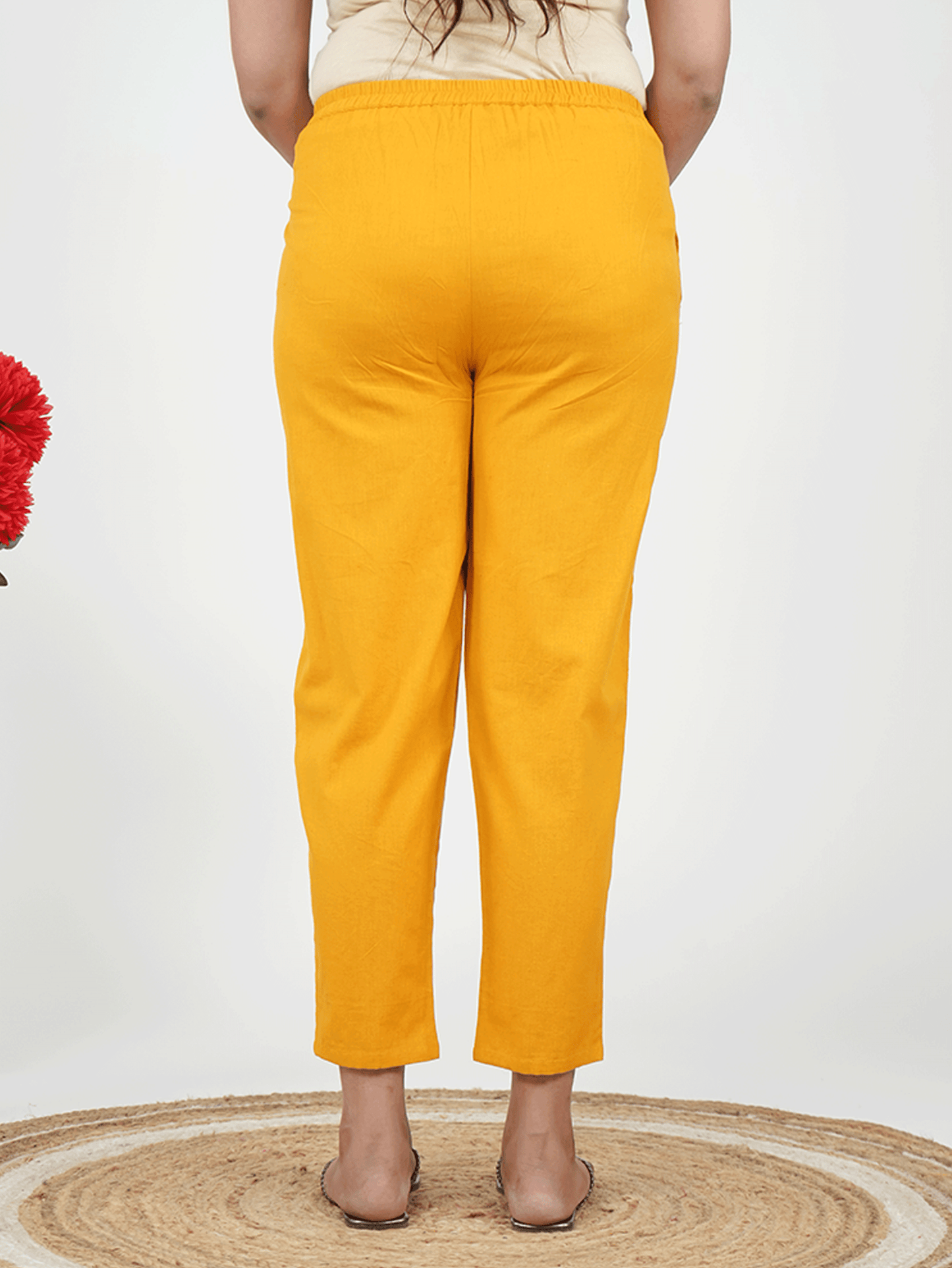 Embroidered Linen Cotton Solid Straight Yellow Kurta