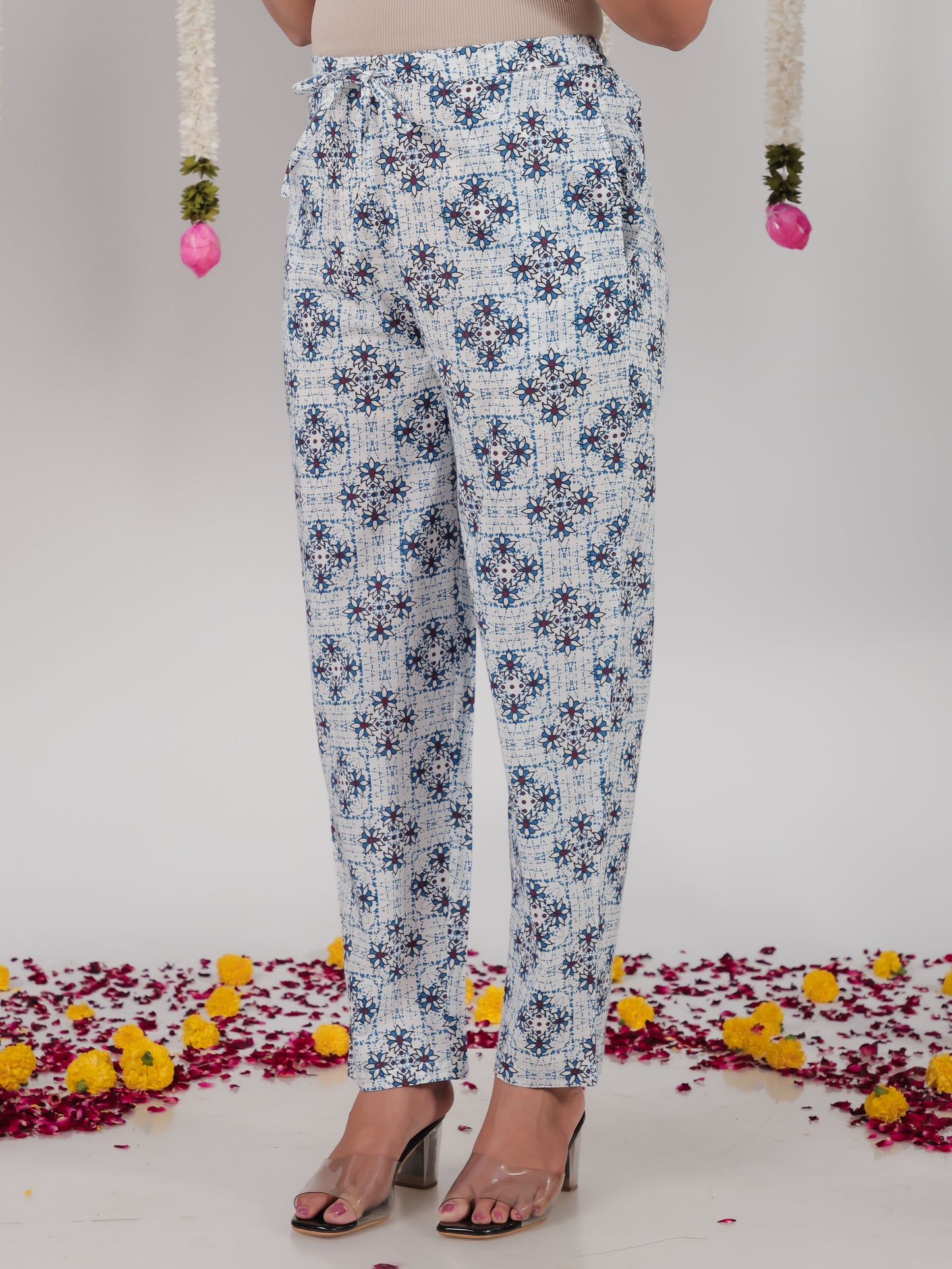 Embroidered Soft Cotton Geometric Anarkali Blue Kurta