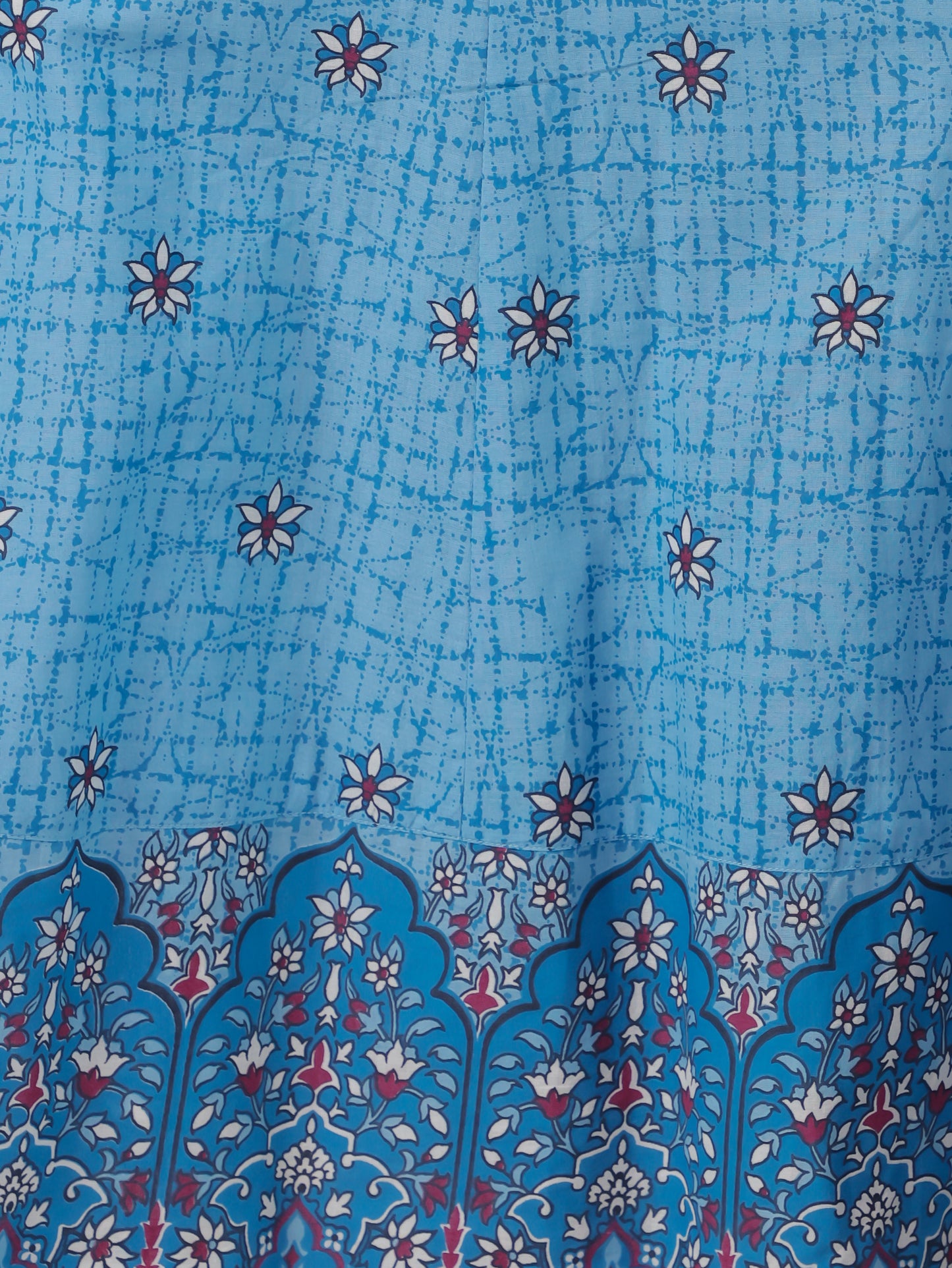 Embroidered Soft Cotton Geometric Anarkali Blue Kurta