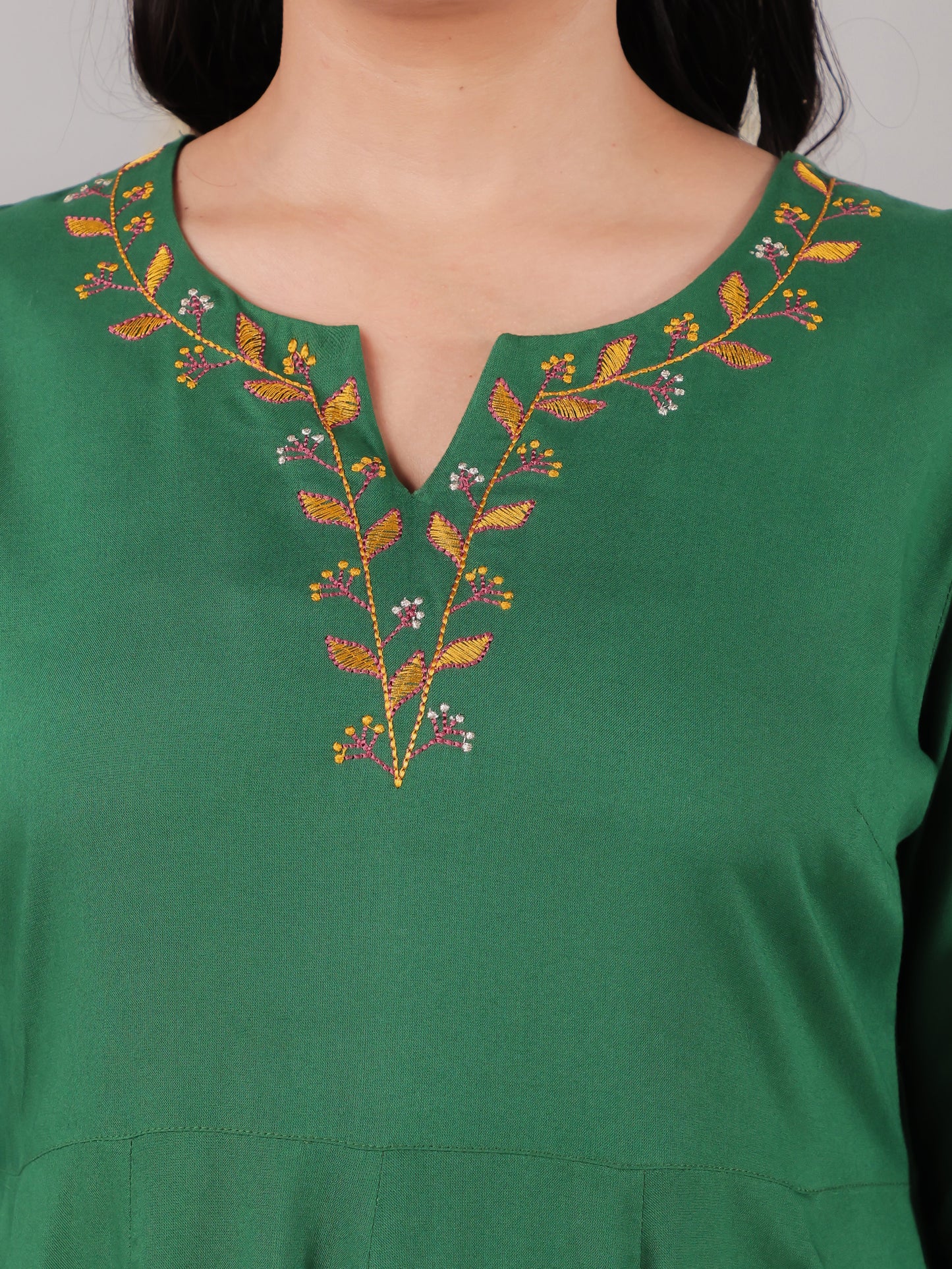 Embroidered Viscose Solid Anarkali Sea Green Kurta